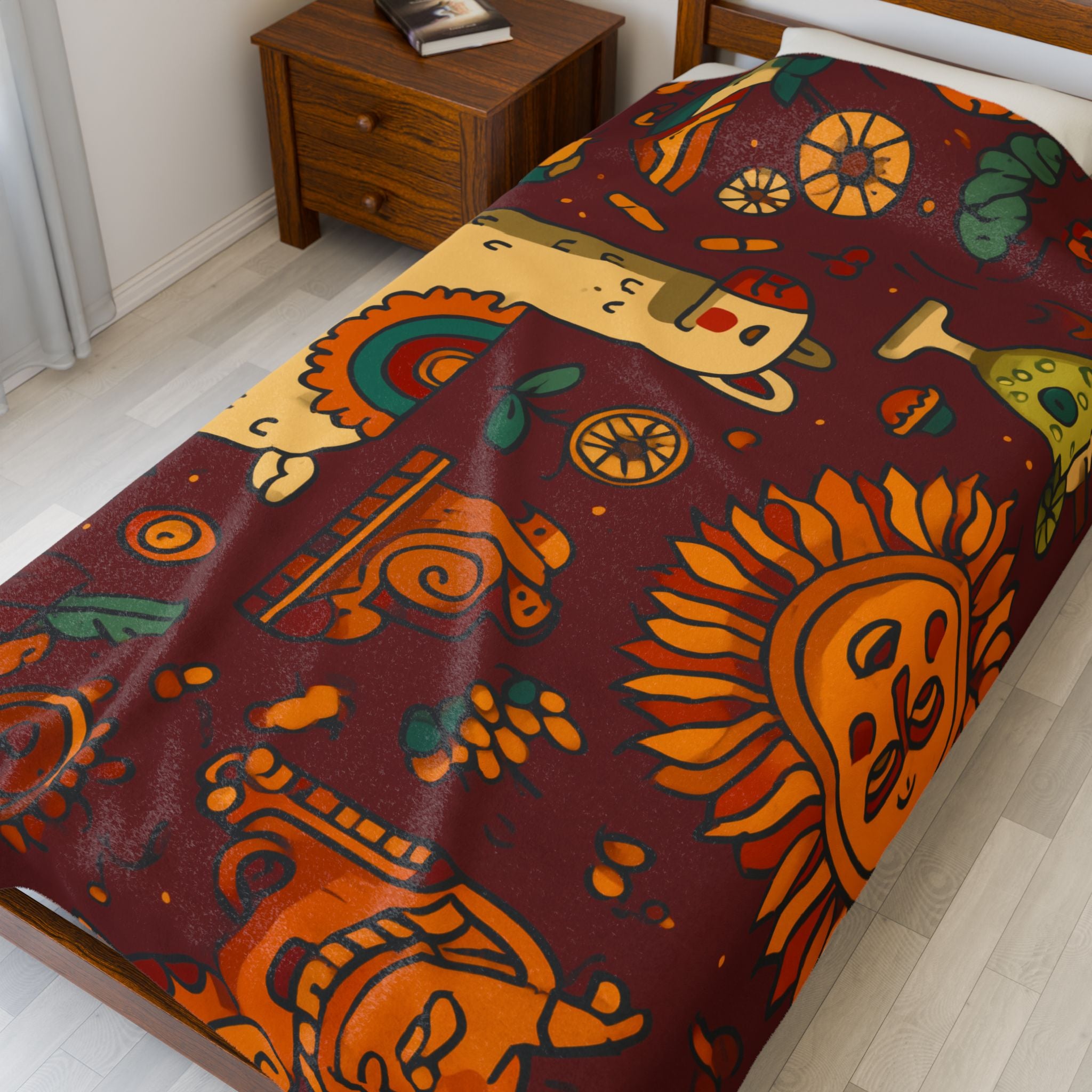 Colorful Llama Peruvian Cusco Plush Blanket, Cozy Home Decor, Unique Gift for Kids, Mexican Fiesta Theme, Perfect for Snuggling