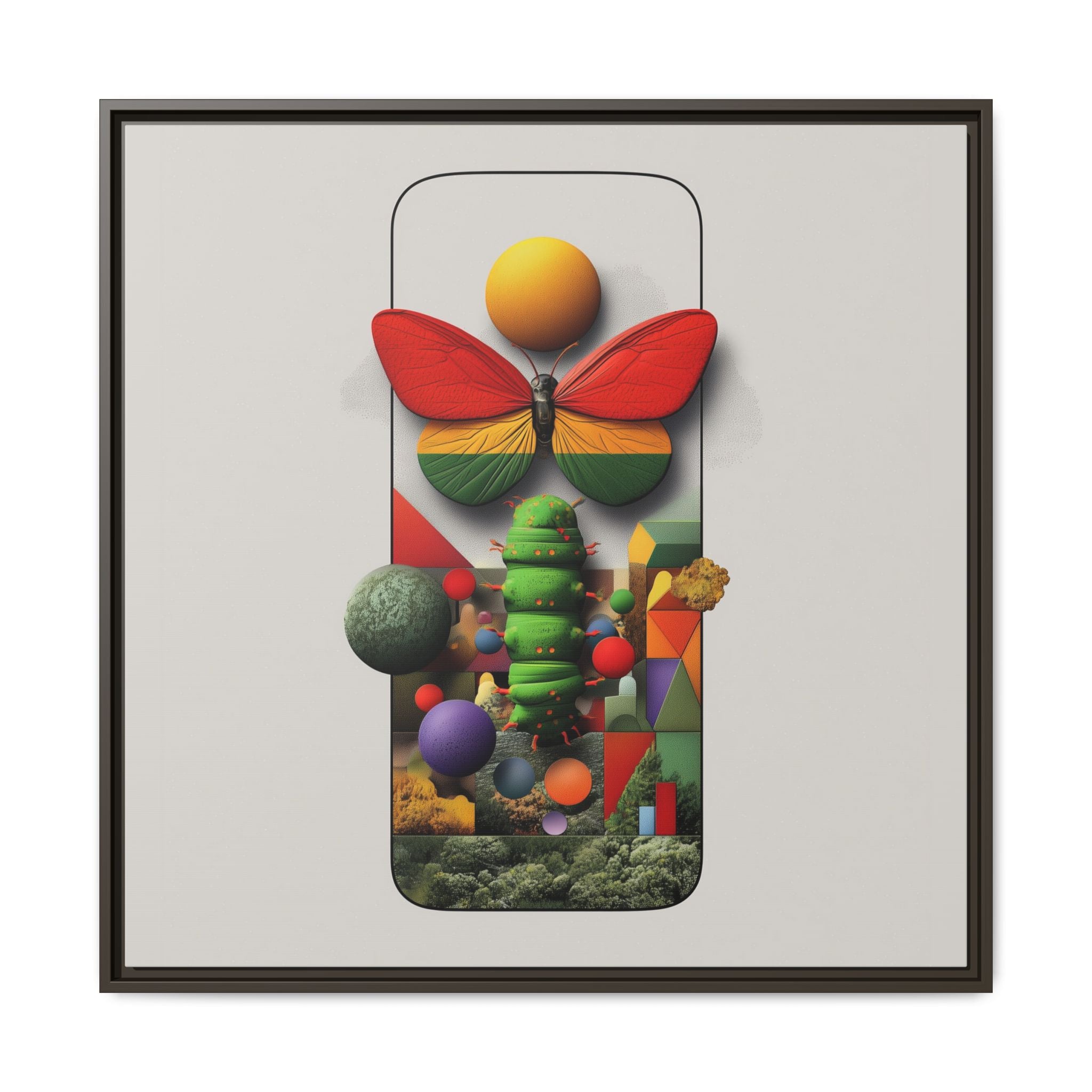 Metamorphosis Framed Print : Geometric Nature Transformation, Vibrant Butterfly Composition   |  Personalized & Custom Orders Available