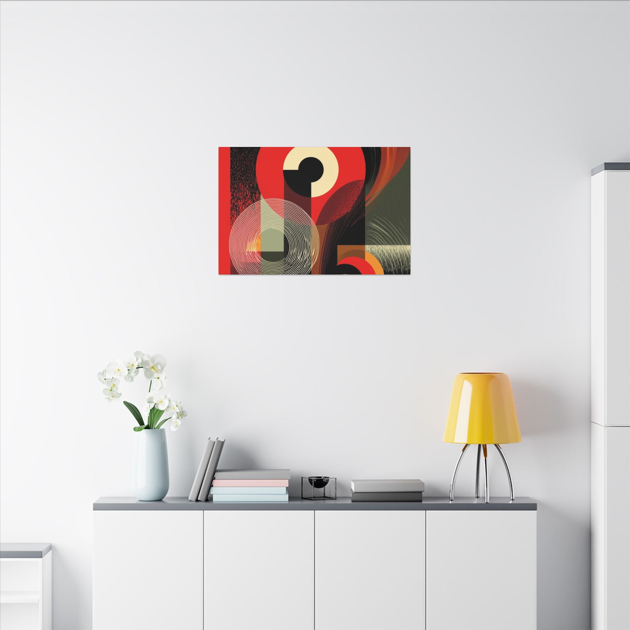 Geometric Convergence: Mid-Century Modern Abstract, Constructivist Design Principles, Bold Chromatic Composition   |   Custom Orders
