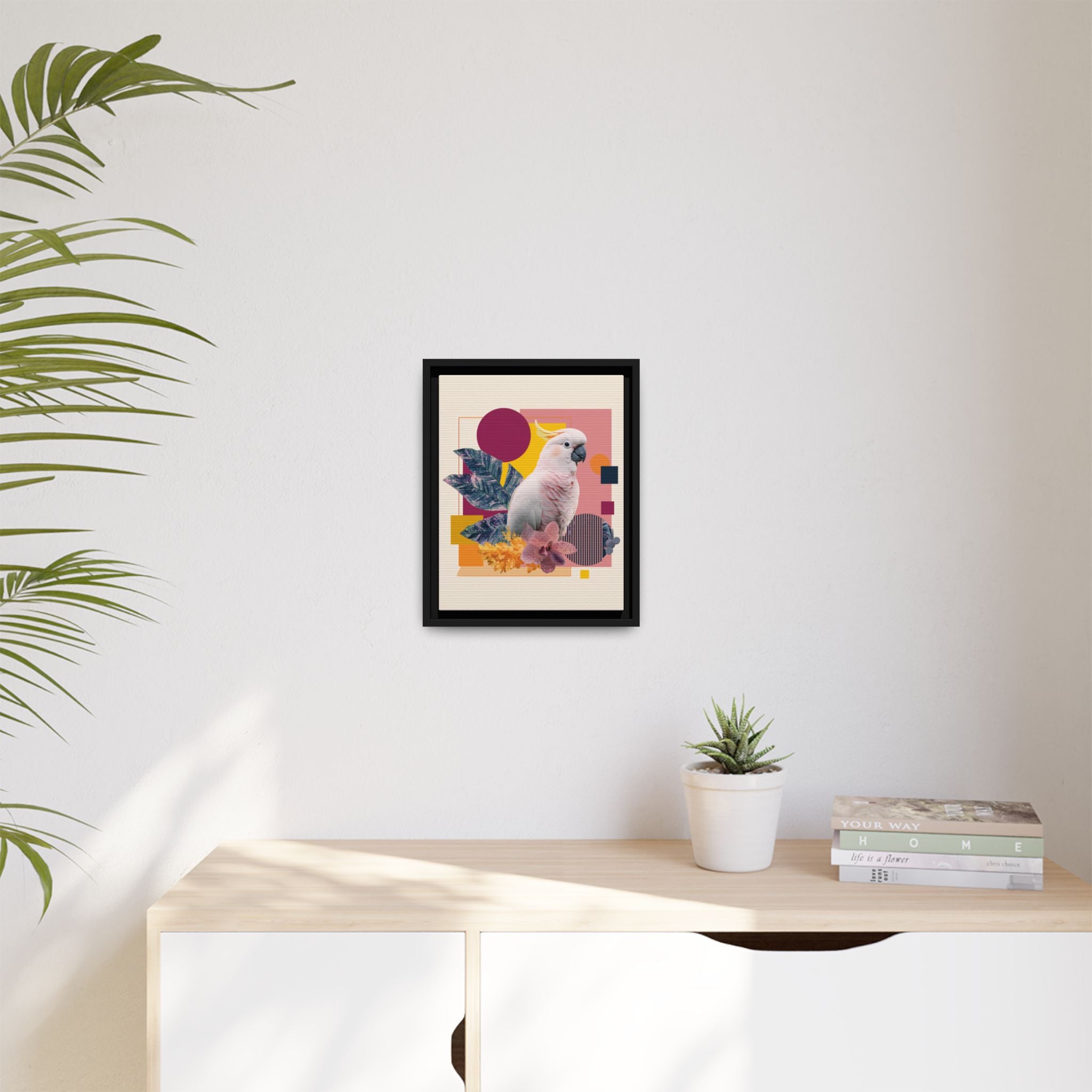 Cockatoo Geometric Framed Print : Tropical Digital Collage, Modern Abstract Design   |  Personalized & Custom Orders Available