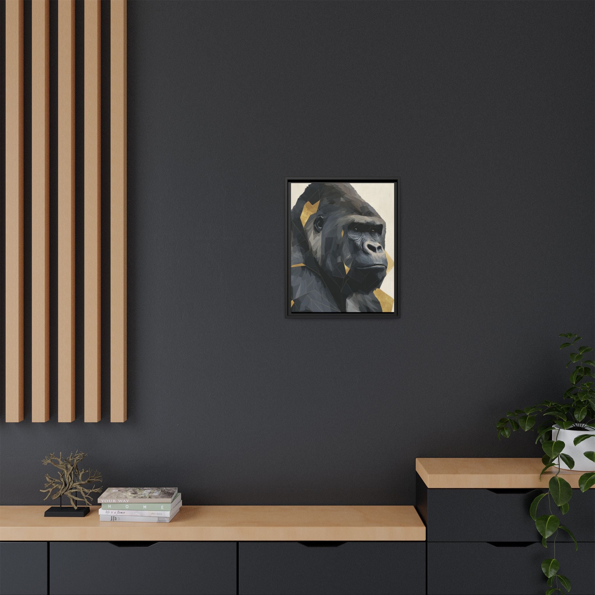 Primal Geometry: Polygonal Gorilla Portrait, Modern Metallic Wildlife Art   |  Personalized & Custom Orders Available