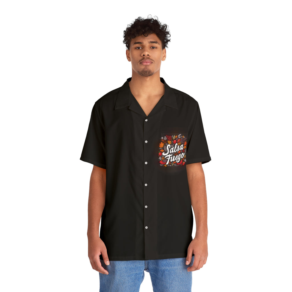 Hawaiian Shirt — 'Salsa Fuego' Black Salsa Dancing Shirt