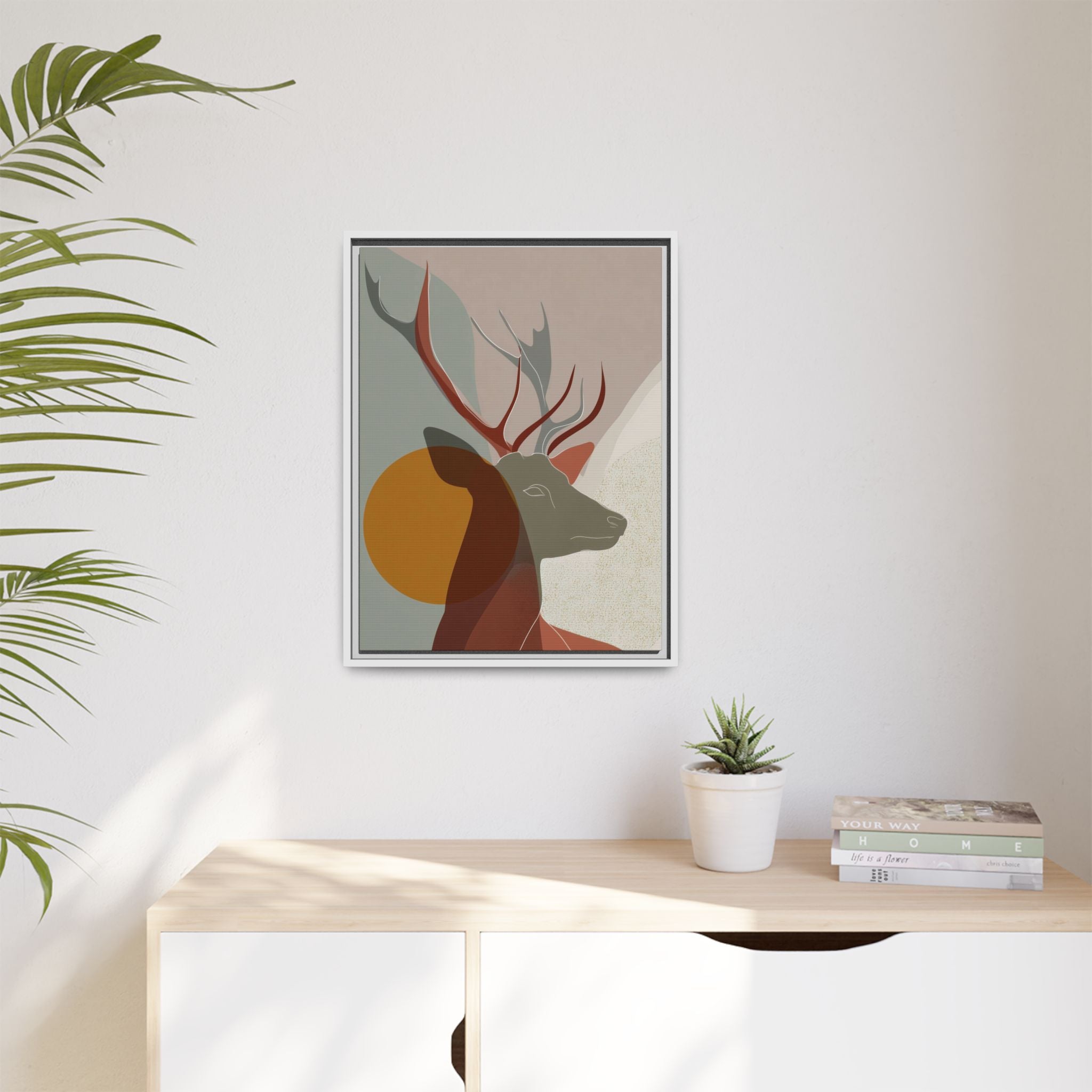 Rustic Reverie Framed Print : Minimalist Deer Profile, Contemporary Graphic Art Print   |  Personalized & Custom Orders Available