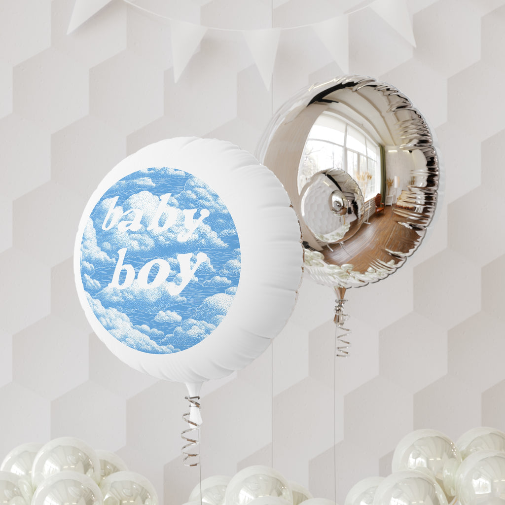 Baby Boy Blue Cloud Mylar Balloon — Helium Round Party Balloon