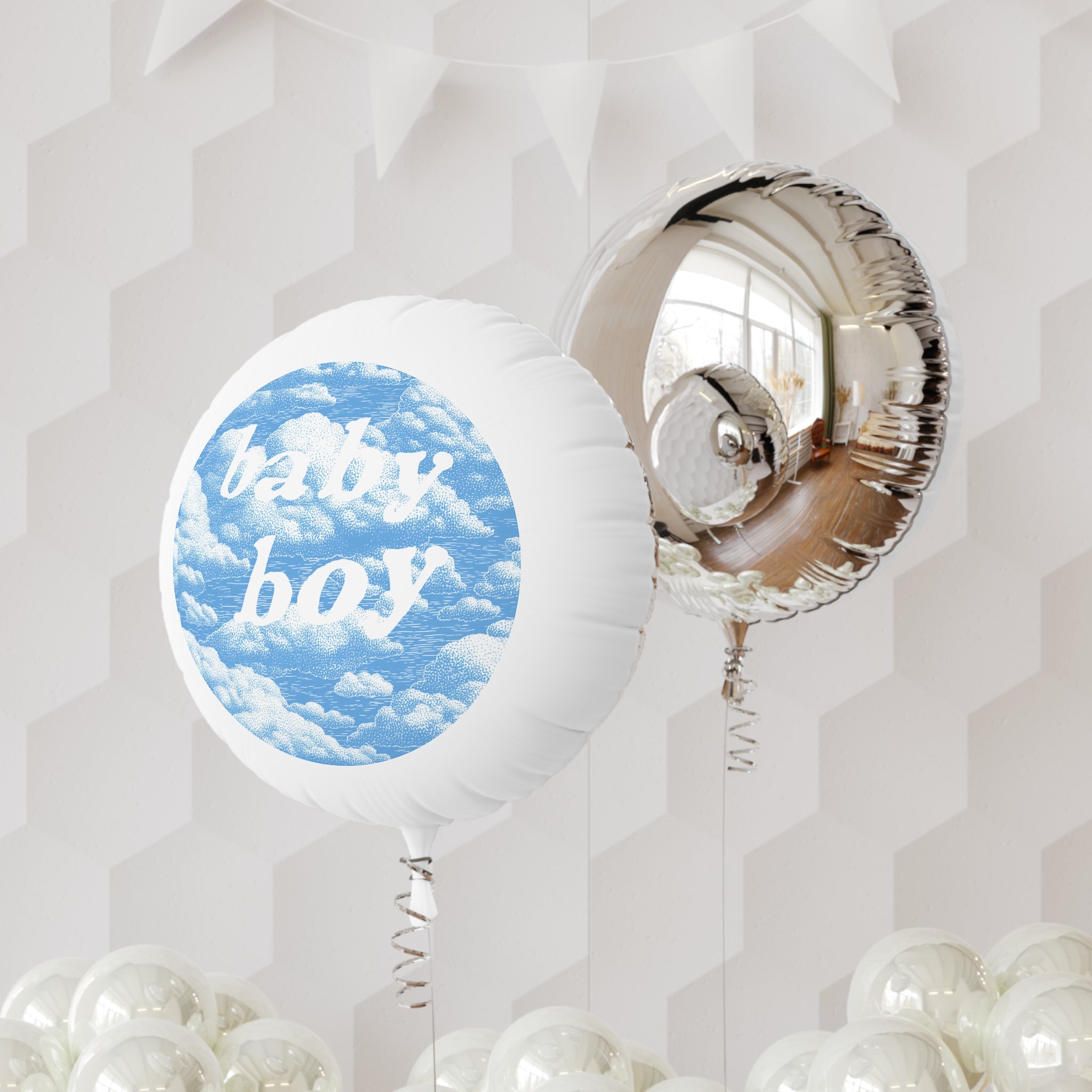 Baby Boy Blue Cloud Mylar Balloon — Helium Round Party Balloon