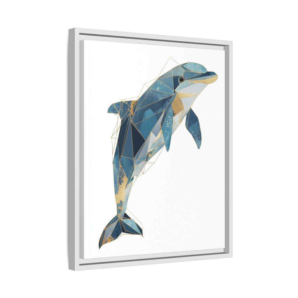 Crystalline Dolphin Framed Print : Geometric Marine Mosaic, Fractalized Blue Abstract   |  Personalized & Custom Orders Available