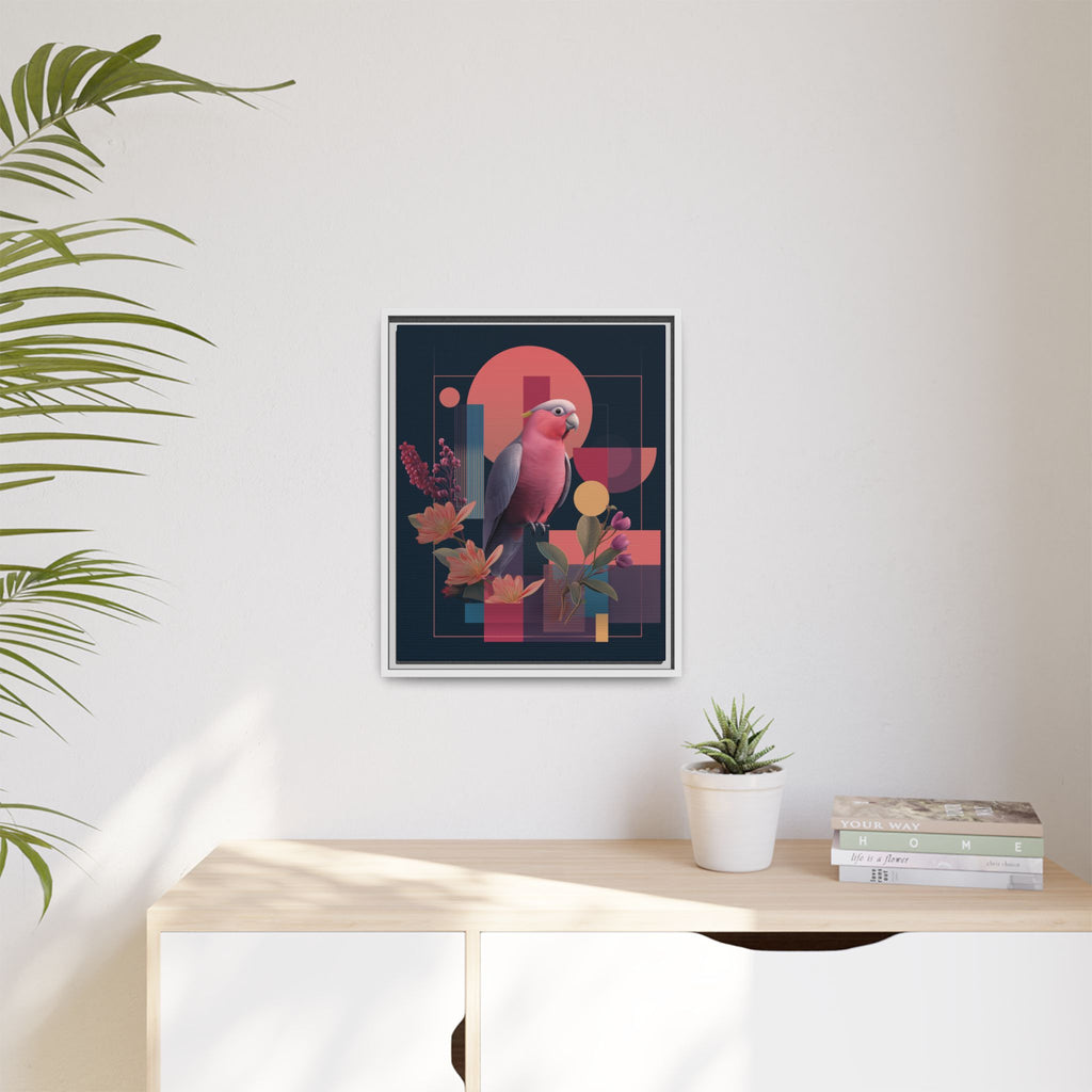 Galah Geometric Framed Print : Stylized Digital Cockatoo Portrait, Contemporary Abstract Botanical    |   Custom Orders Accepted