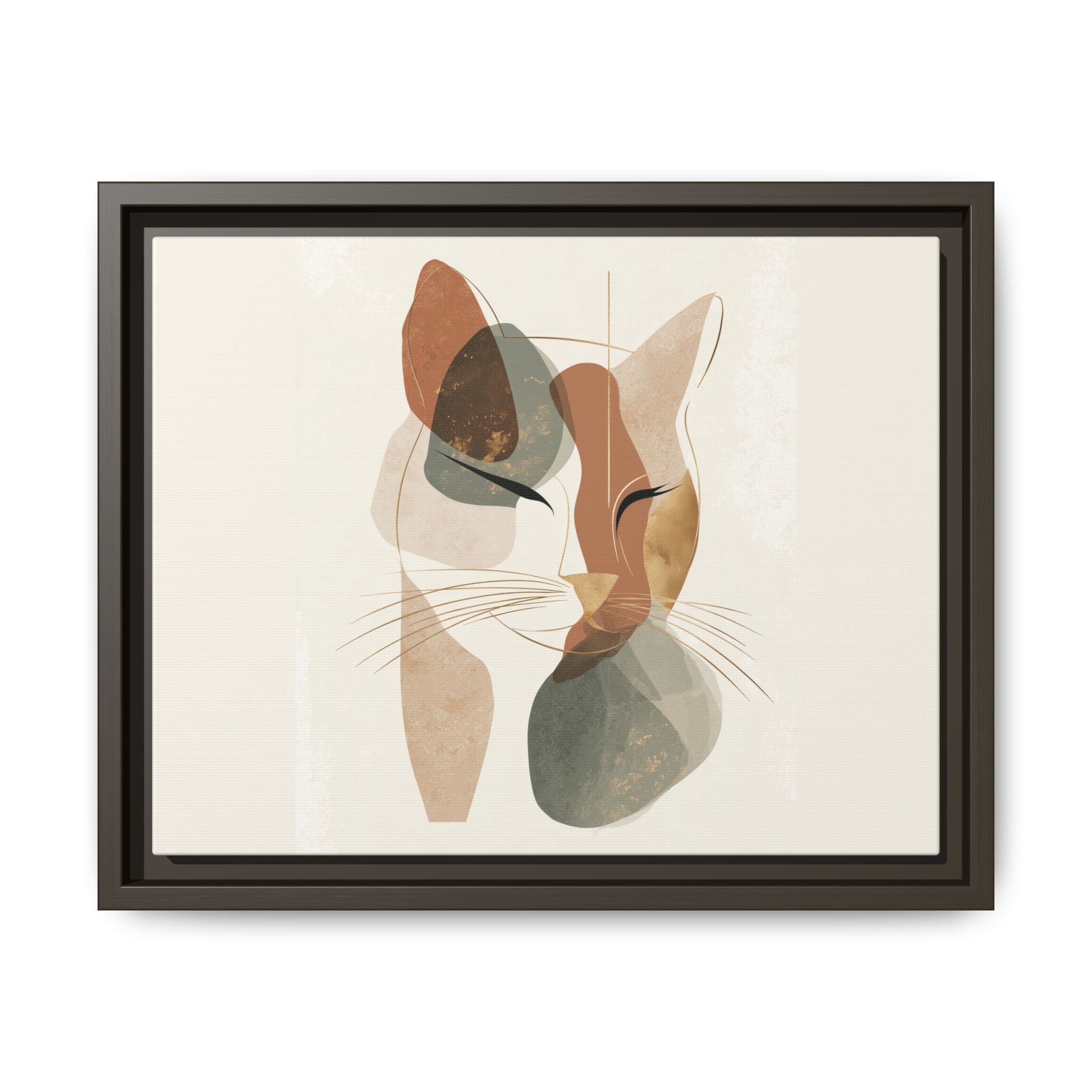 Feline Geometry: Abstract Cat Portrait, Minimalist Earth Tones   |  Personalized & Custom Orders Available