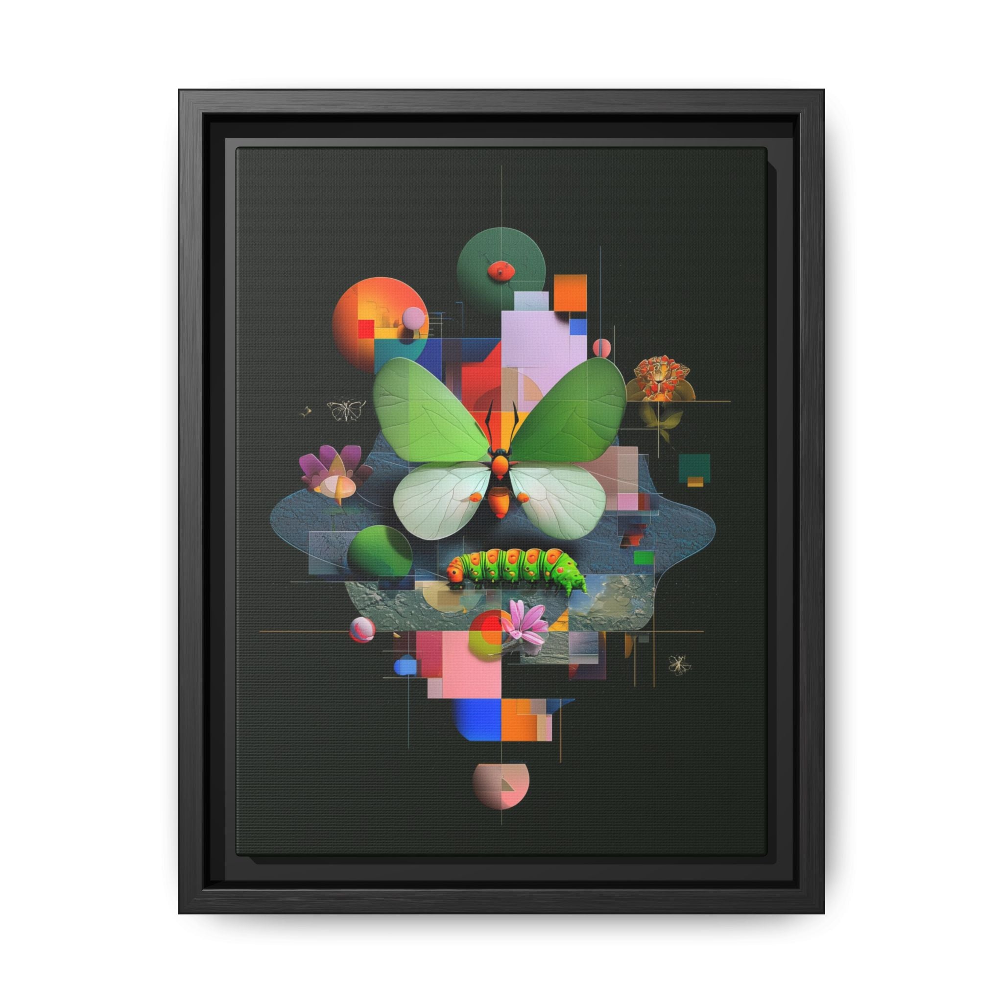 Metamorphosis Geometry Framed Print : Digital Nature Synthesis, Butterfly Abstraction   |  Personalized & Custom Orders Available