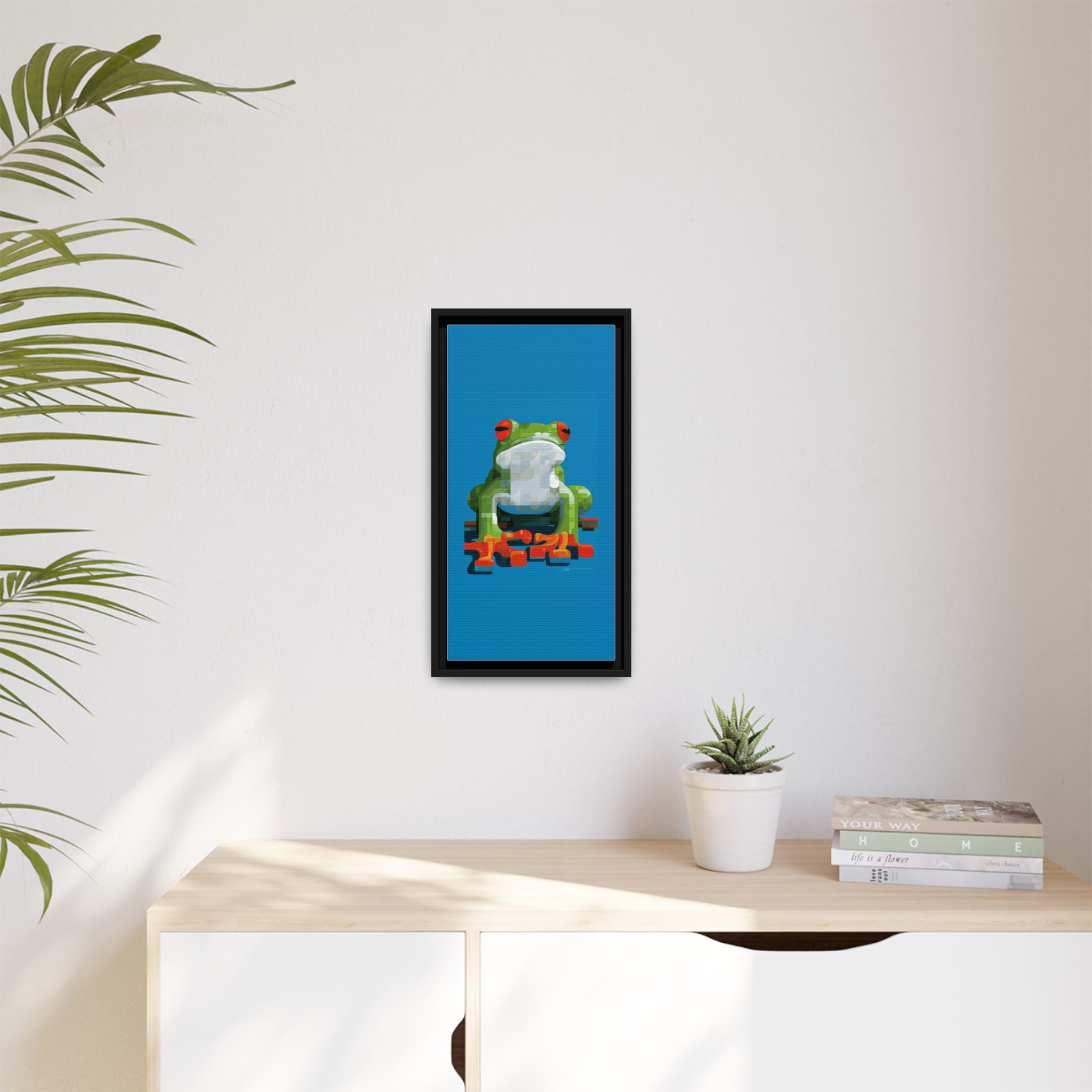 Mosaic Amphibian: Geometric Frog Portrait, Digital Pixel Art Illustration   |    Custom Orders Available