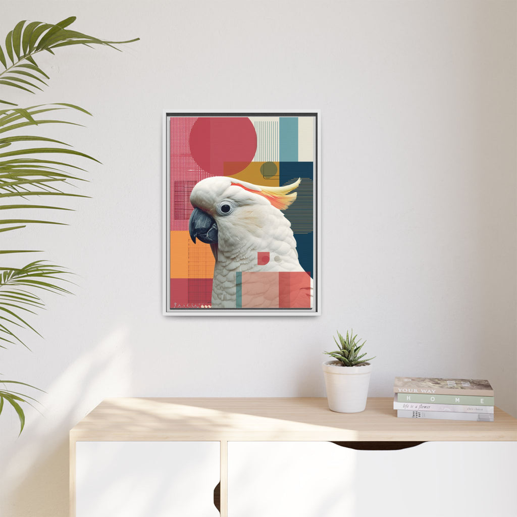Cockatoo in Geometry: Mid-Century Modern Wildlife Art, Photorealistic Nature Print   |    Custom Orders Available
