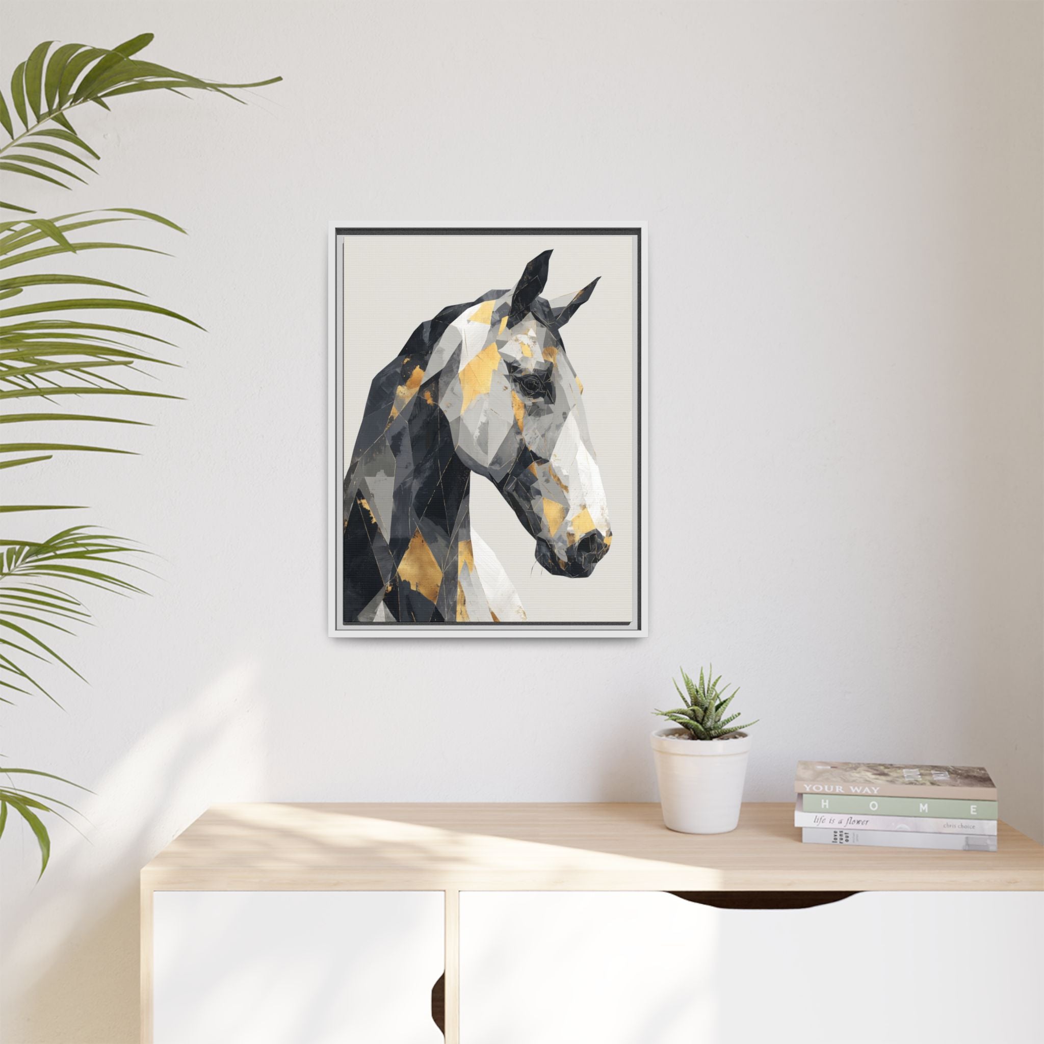 Equine Geometrica: Contemporary Cubist Horse, Metallic Abstract Portrait   |  Personalized & Custom Orders Available