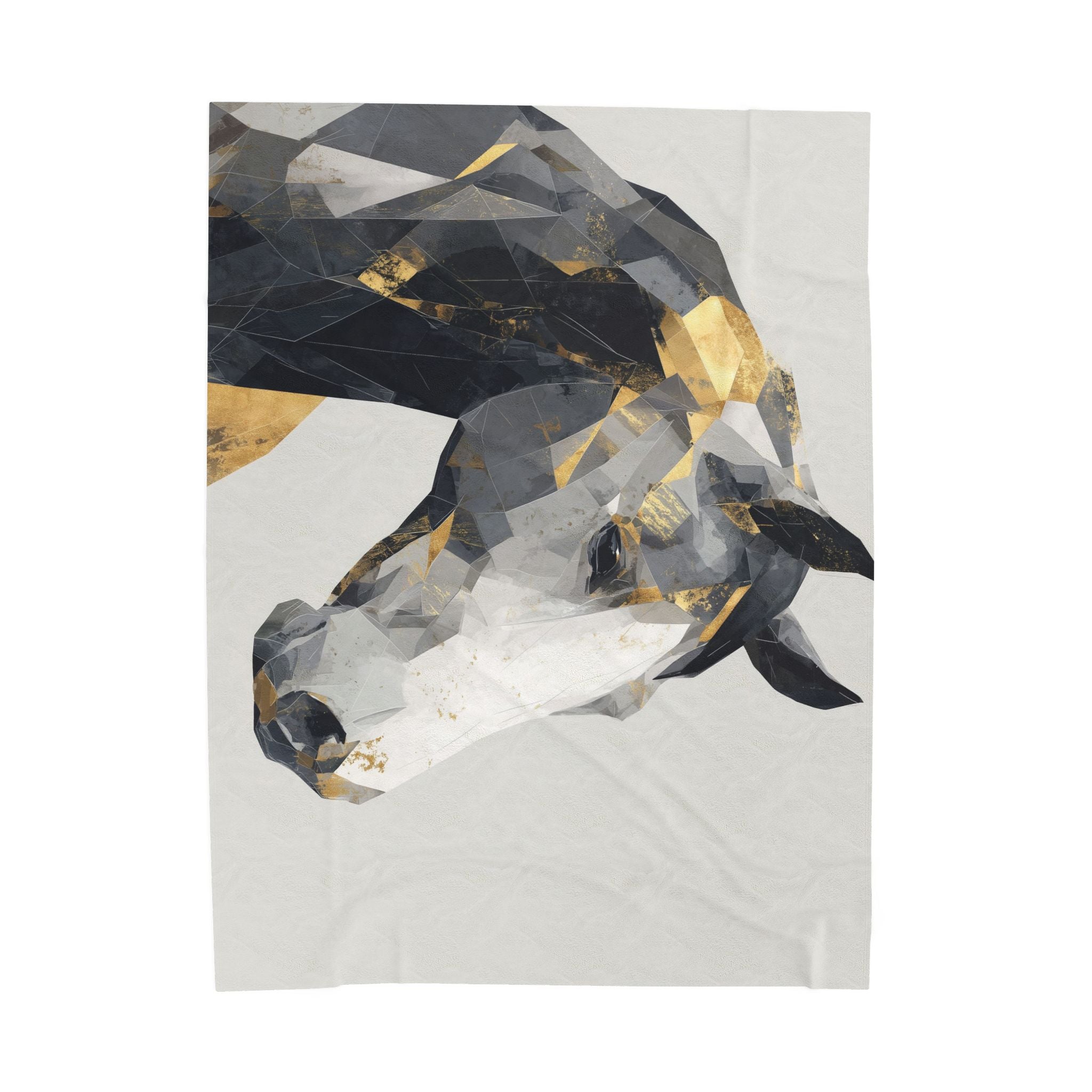 Geometric Equine Elegance: Cubist Horse Portrait, Angular Modern Art, Metallic Gold Contemporary Design   |  Personalized & Custom Orders