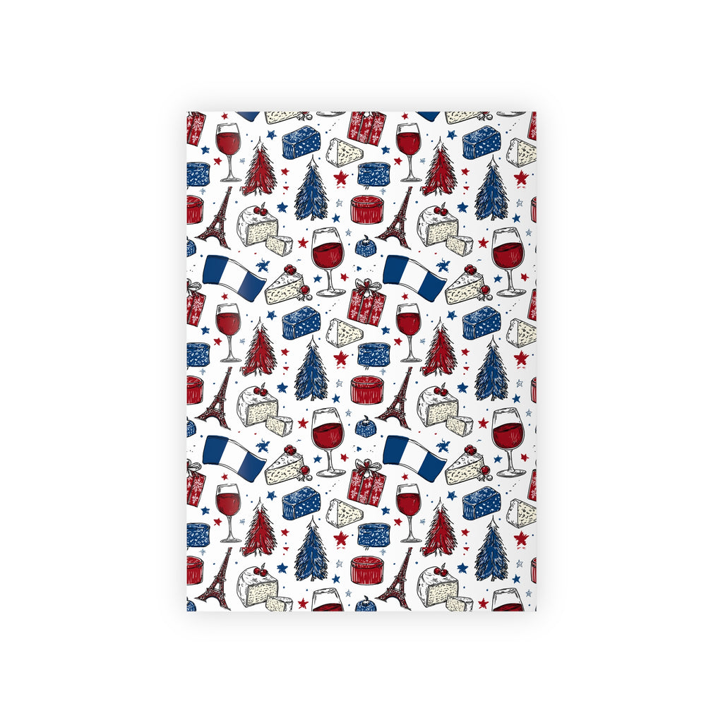 Wrapping Paper Rolls, French Themed Christmas Gift Wrap, Wine and Cheese Design, Holiday Wrap, Christmas Present Wrap, Holiday Paper, French