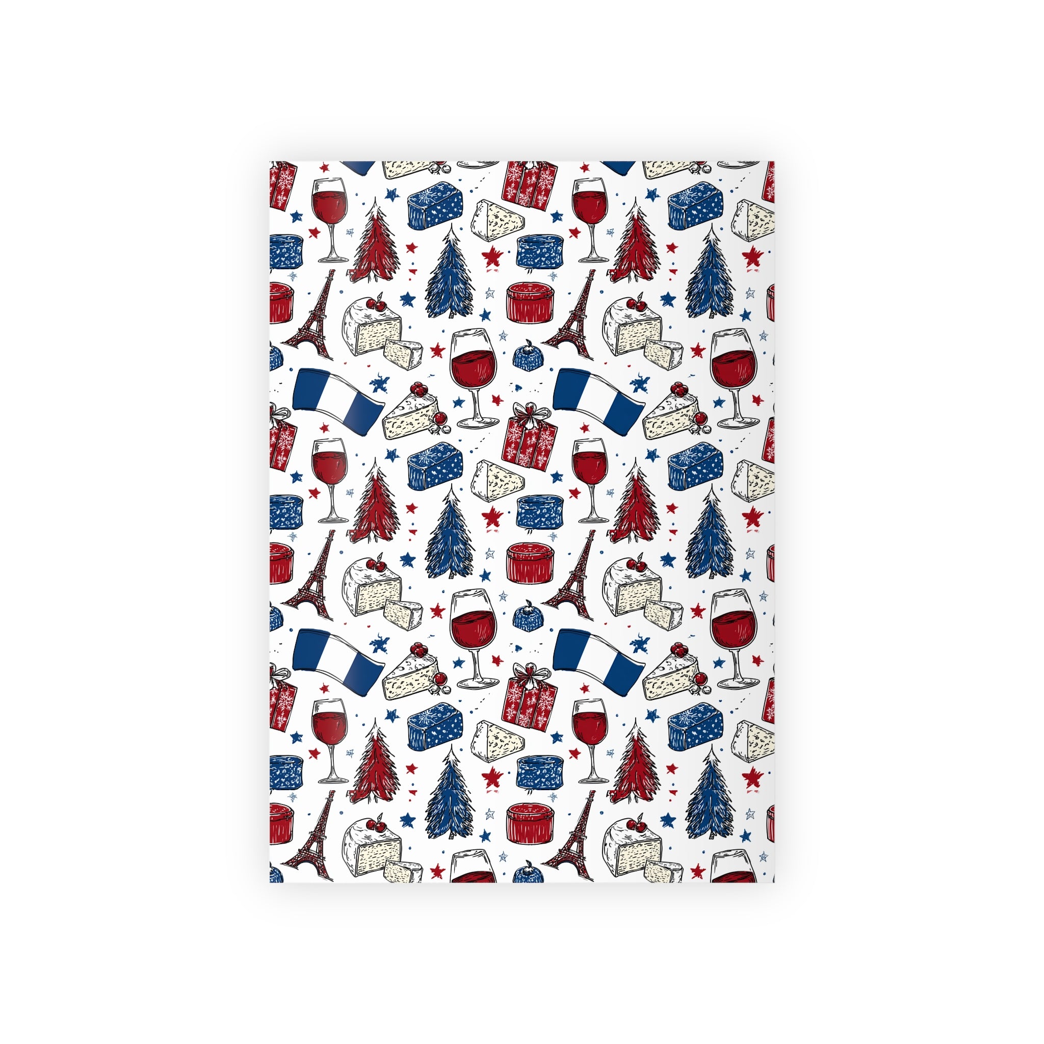 Wrapping Paper Rolls, French Themed Christmas Gift Wrap, Wine and Cheese Design, Holiday Wrap, Christmas Present Wrap, Holiday Paper, French