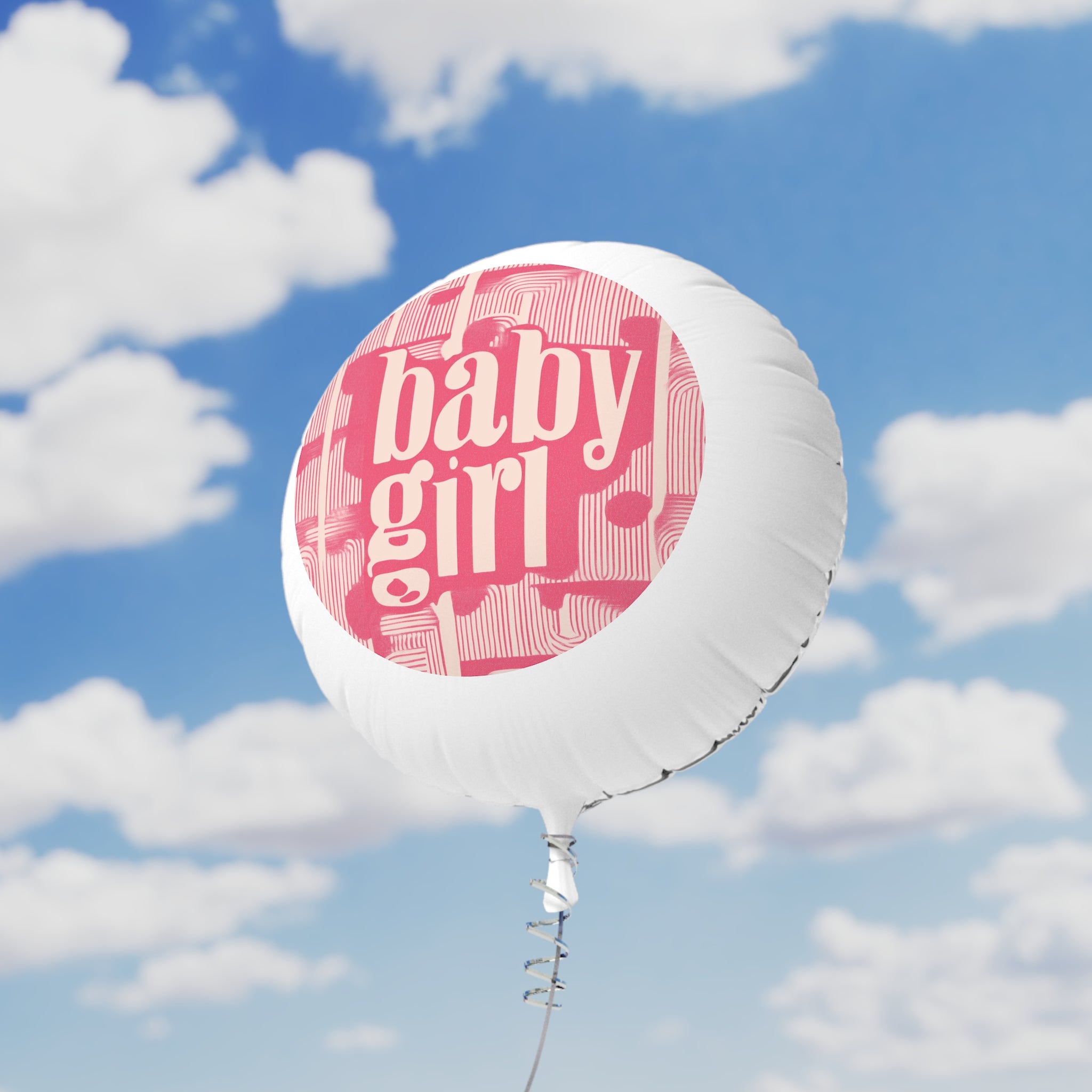 Baby Girl Mylar Balloon – Pink Retro "baby girl" Helium Balloon
