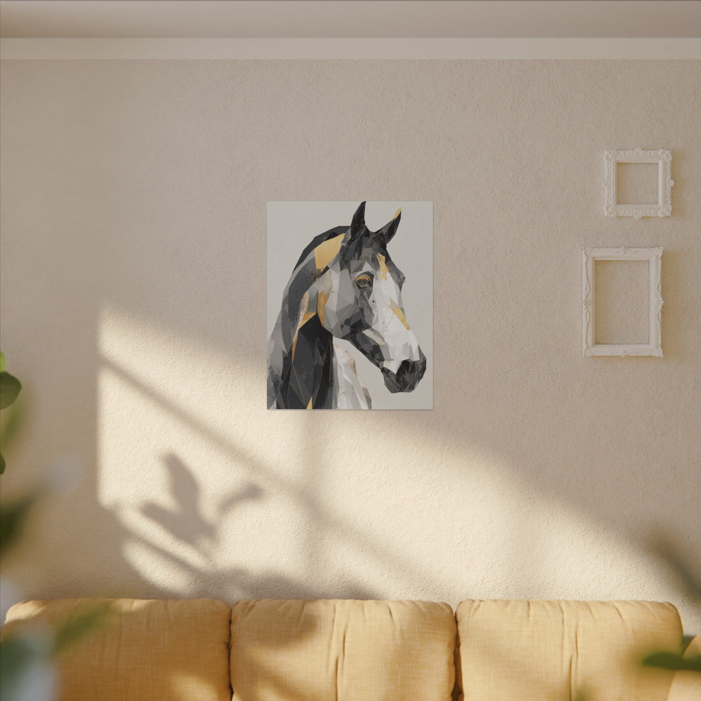 Geometric Equine Elegance: Polygonal Horse Portrait, Modern Digital Art, Metallic Cubist Interpretation   |  Personalized & Custom Orders