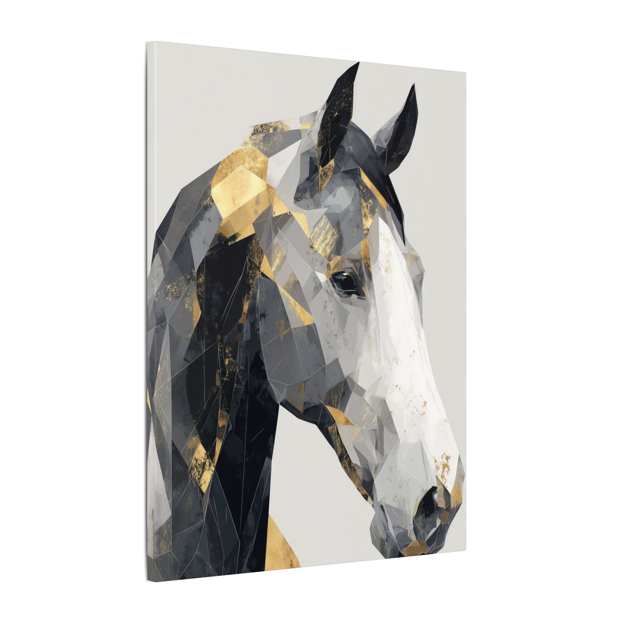 Fractal Equine: Geometric Horse Portrait, Digital Mosaic Artwork, Metallic Angular Design   |  Personalized & Custom Orders Available