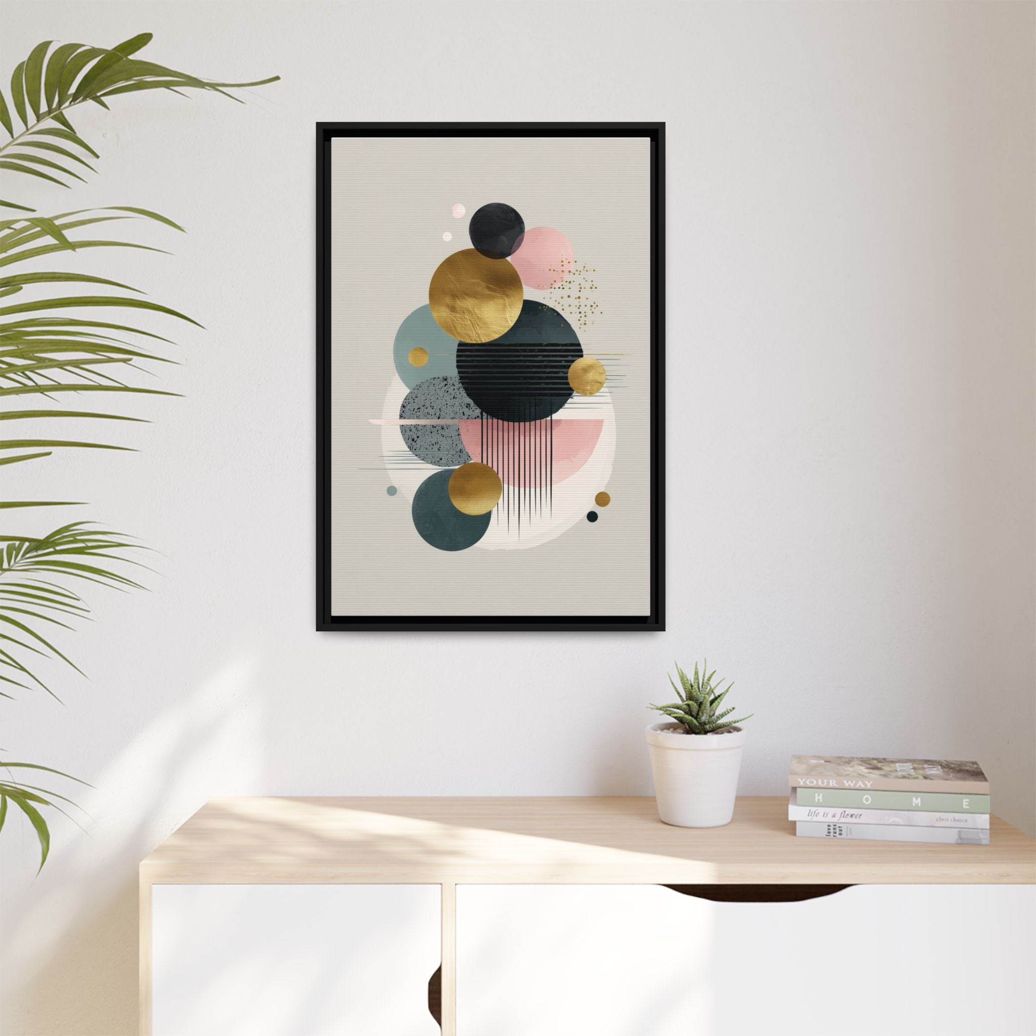 Geometric Harmony: Intersecting Circles, Mid-Century Modern Design, Abstract Metallic Composition   |   Custom Orders Accepted