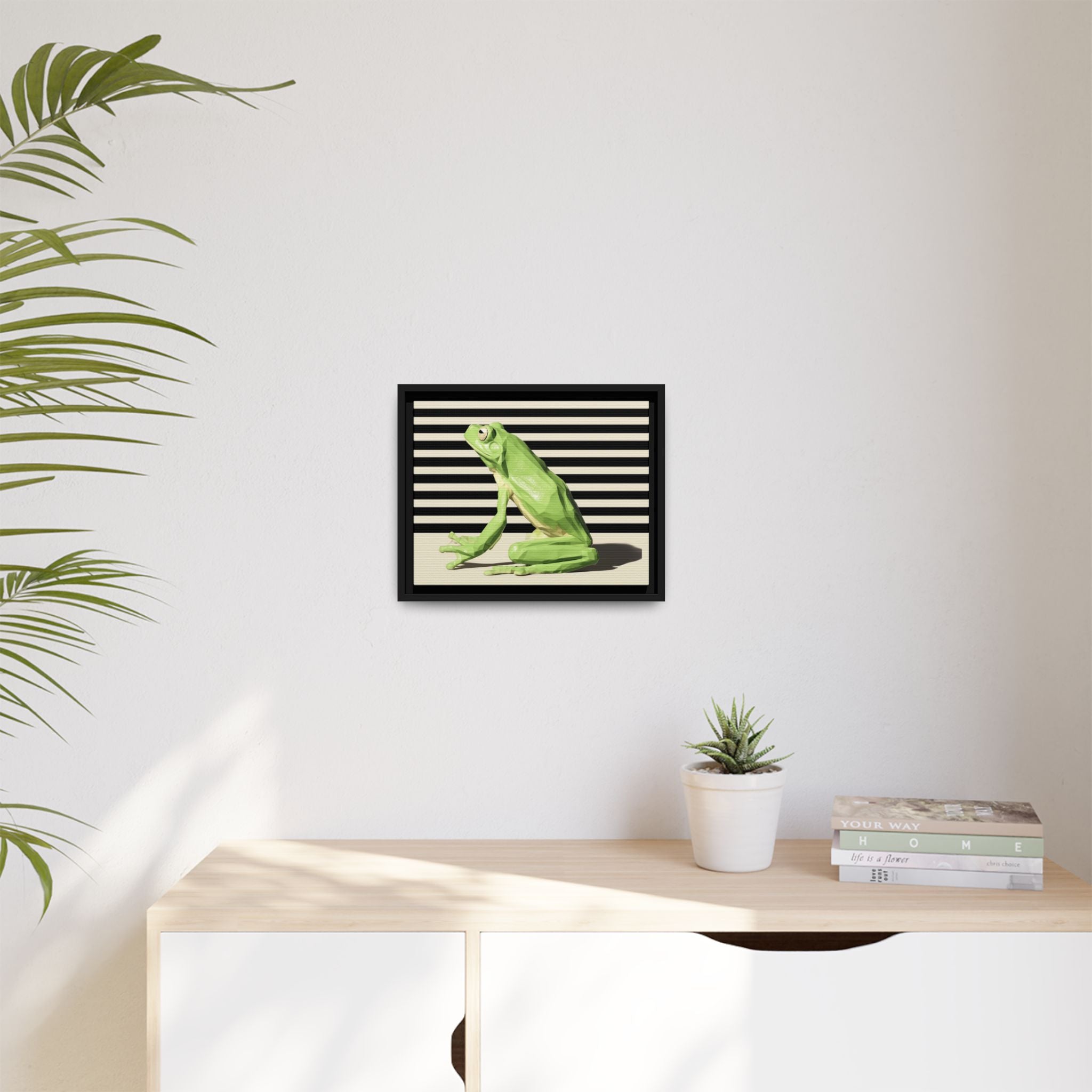 Geometric Frog Framed Print : Low-Poly Amphibian Design, Contemporary Minimalist Art   |  Personalized & Custom Orders Available