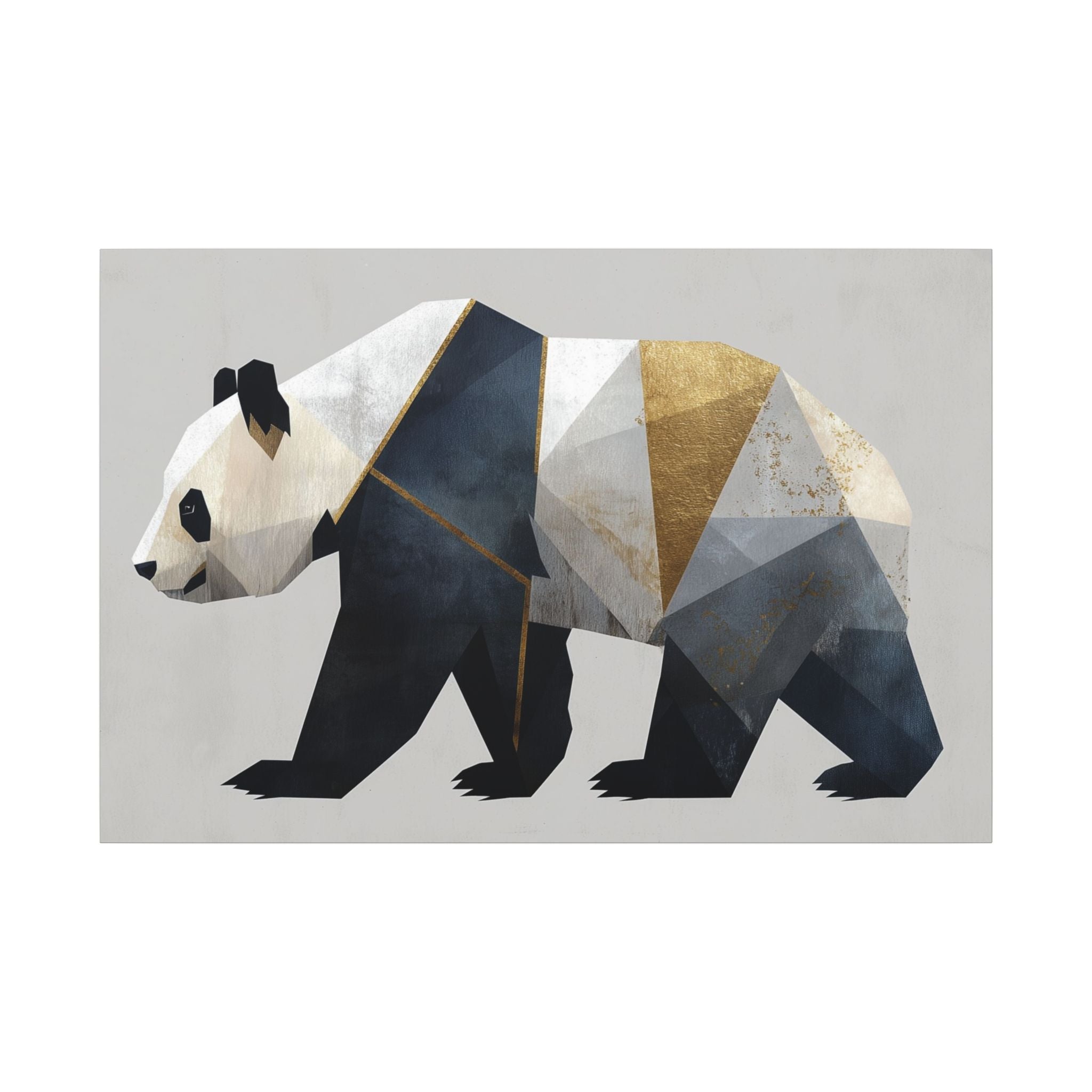 Geometric Panda Mosaic: Cubist Wildlife Art, Angular Polygon Design, Modern Metallic Illustration   |  Personalized & Custom Orders