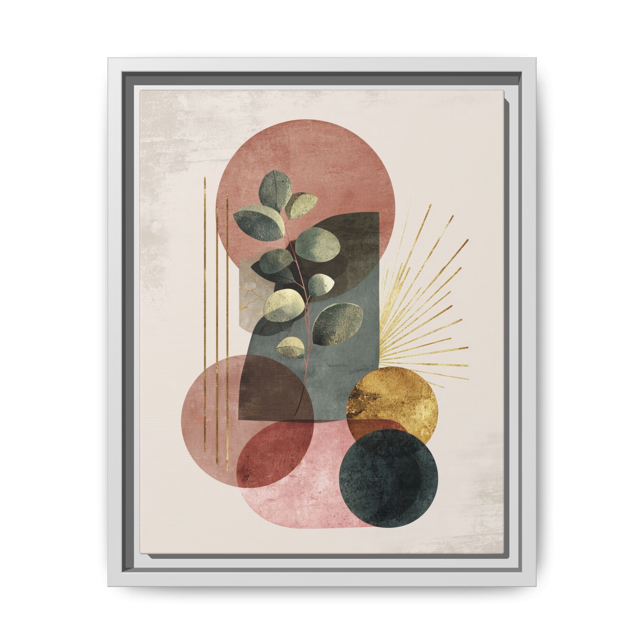 Botanical Geometric Symphony: Eucalyptus Harmony, Metallic Intersections, Modern Earth Tones   |   Custom Orders Accepted