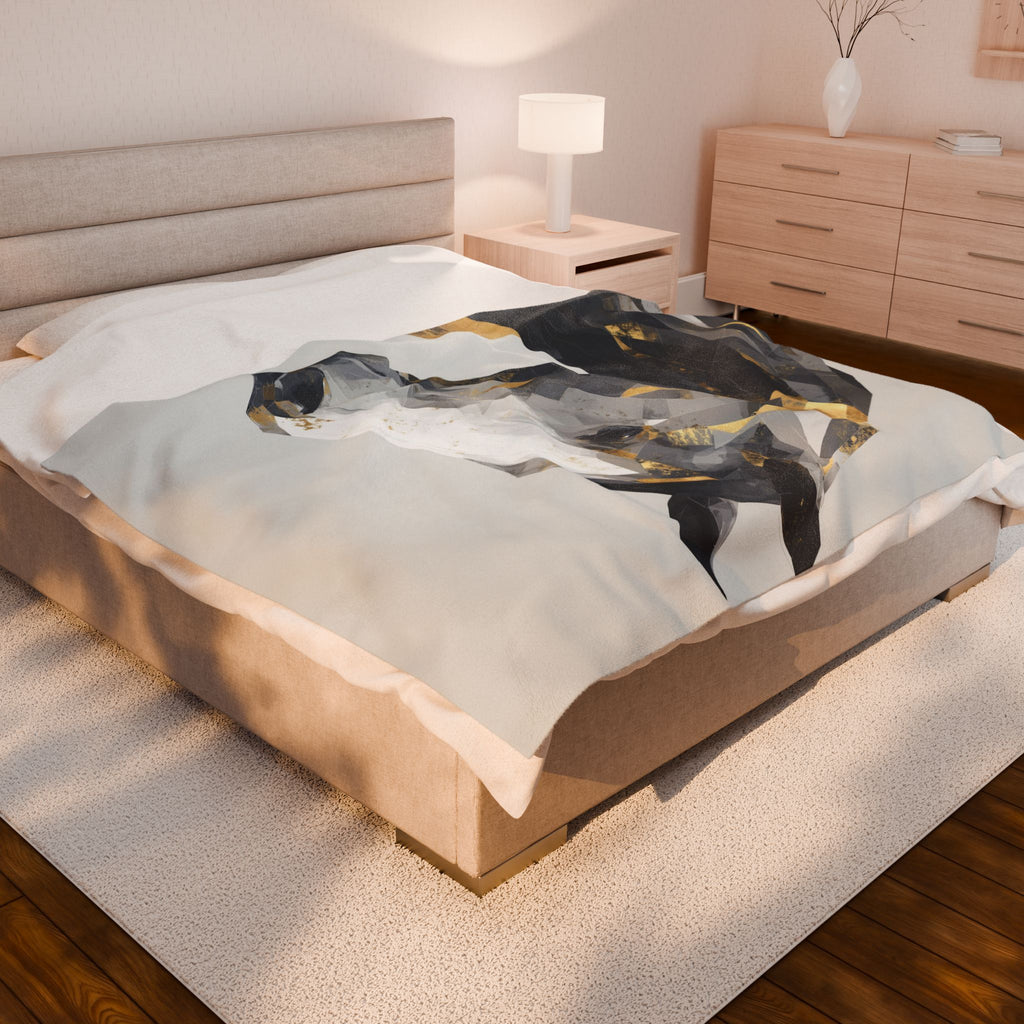 Geometric Equine Elegance: Cubist Horse Portrait, Angular Modern Art, Metallic Gold Contemporary Design   |  Personalized & Custom Orders