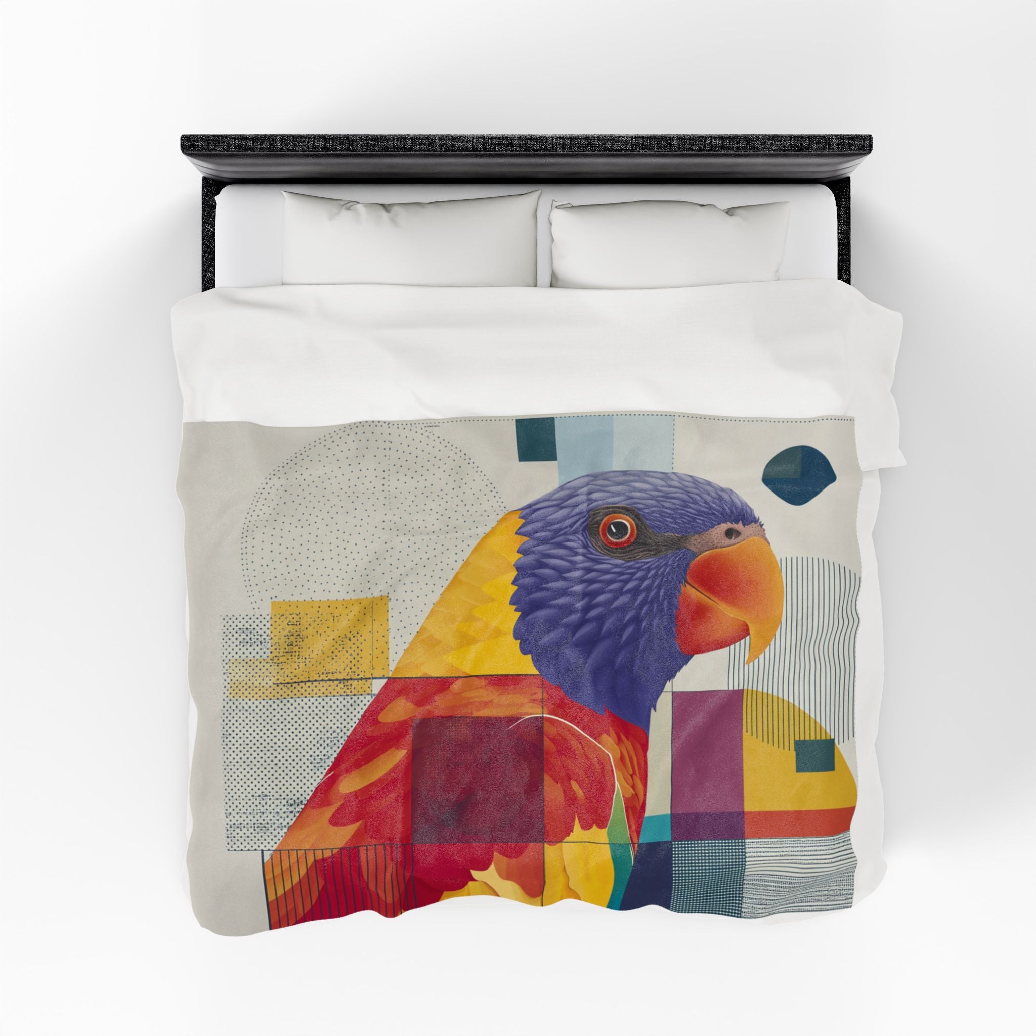 Chromatic Parrot Quilt Cover, Doona Cover, Duvet : Geometric Prismatic Design, Modern Cubist Illustration   |    Custom Orders Available