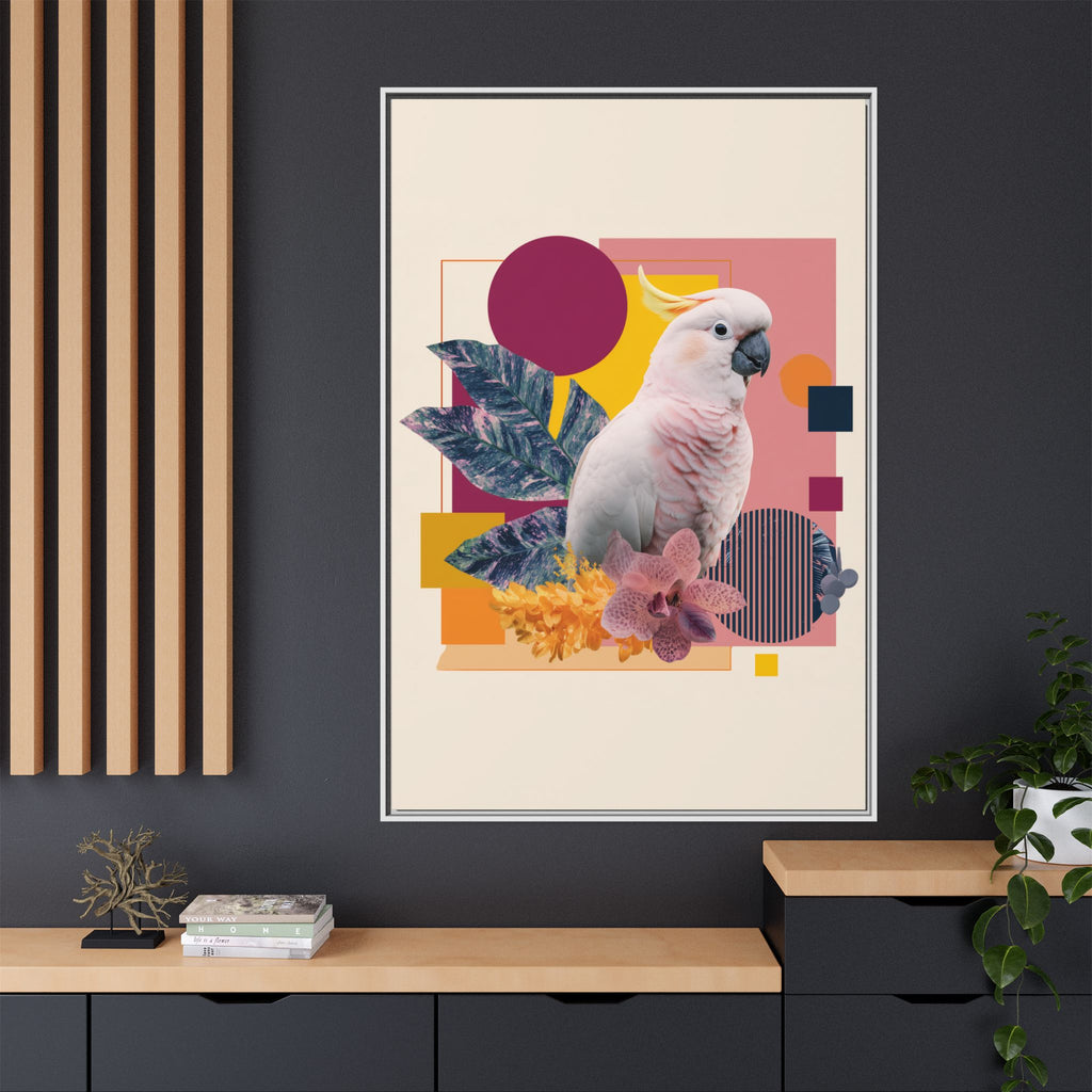 Cockatoo Geometric Framed Print : Tropical Digital Collage, Modern Abstract Design   |  Personalized & Custom Orders Available