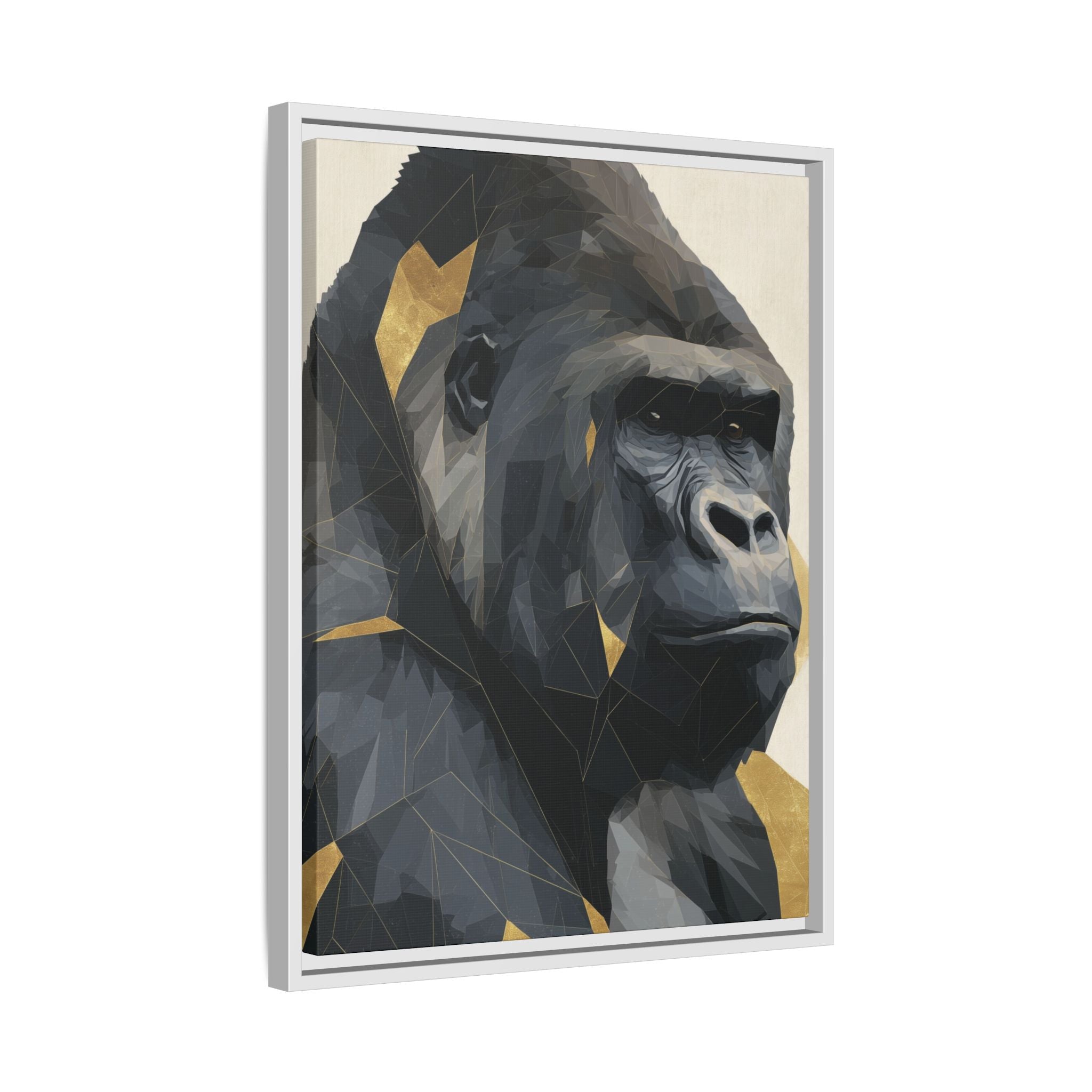 Primal Geometry: Polygonal Gorilla Portrait, Modern Metallic Wildlife Art   |  Personalized & Custom Orders Available