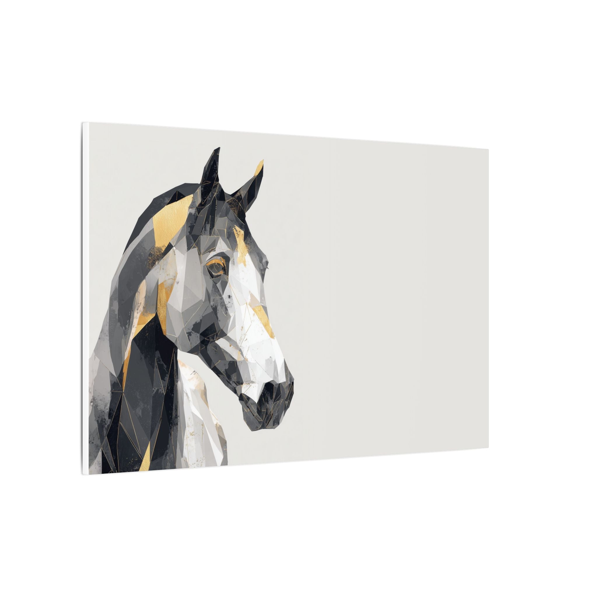 Geometric Equine Elegance: Polygonal Horse Portrait, Modern Digital Art, Metallic Cubist Interpretation   |  Personalized & Custom Orders