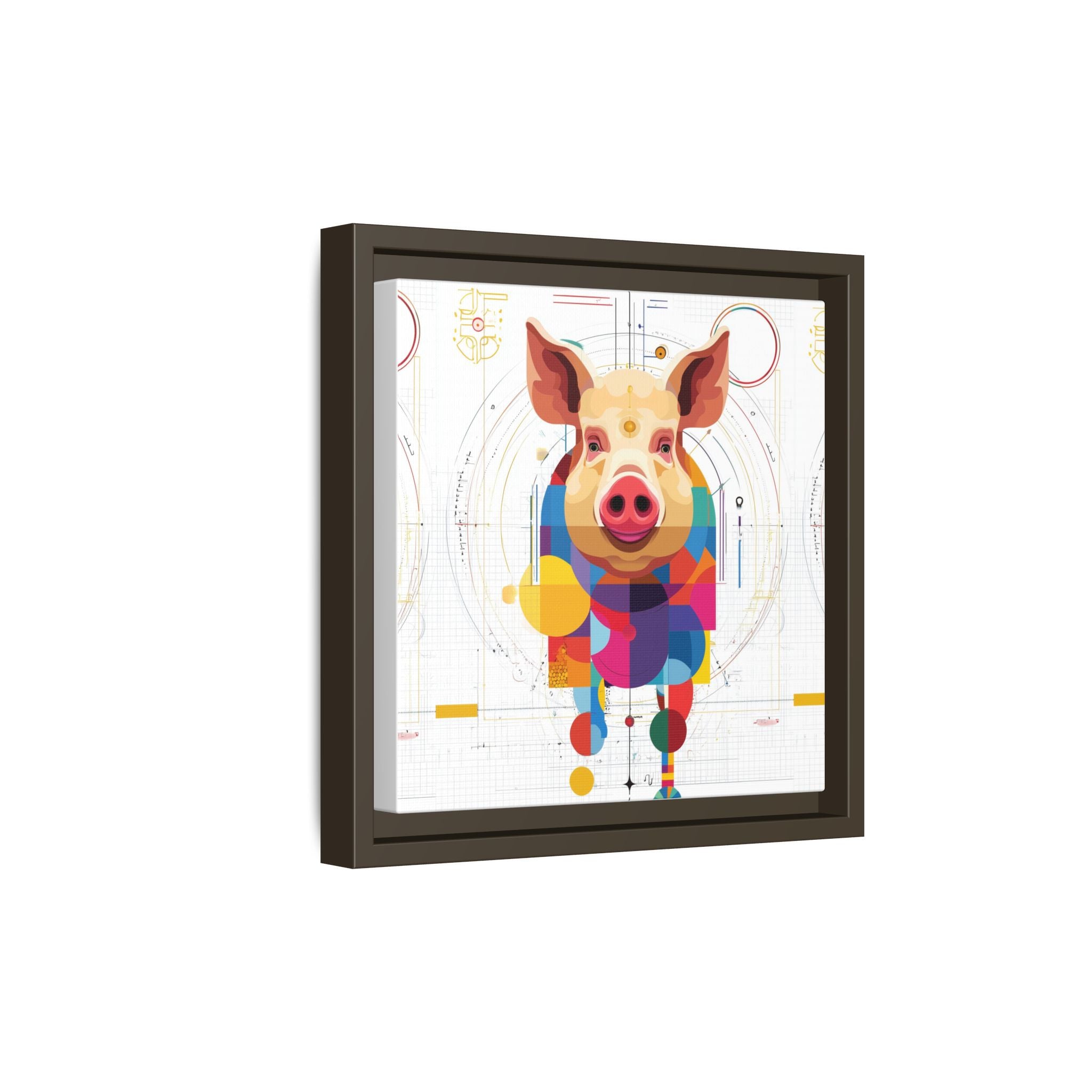 Geometric Pig: Digital Cubist Portrait, Mathematical Animal Abstraction   |    Custom Orders Available