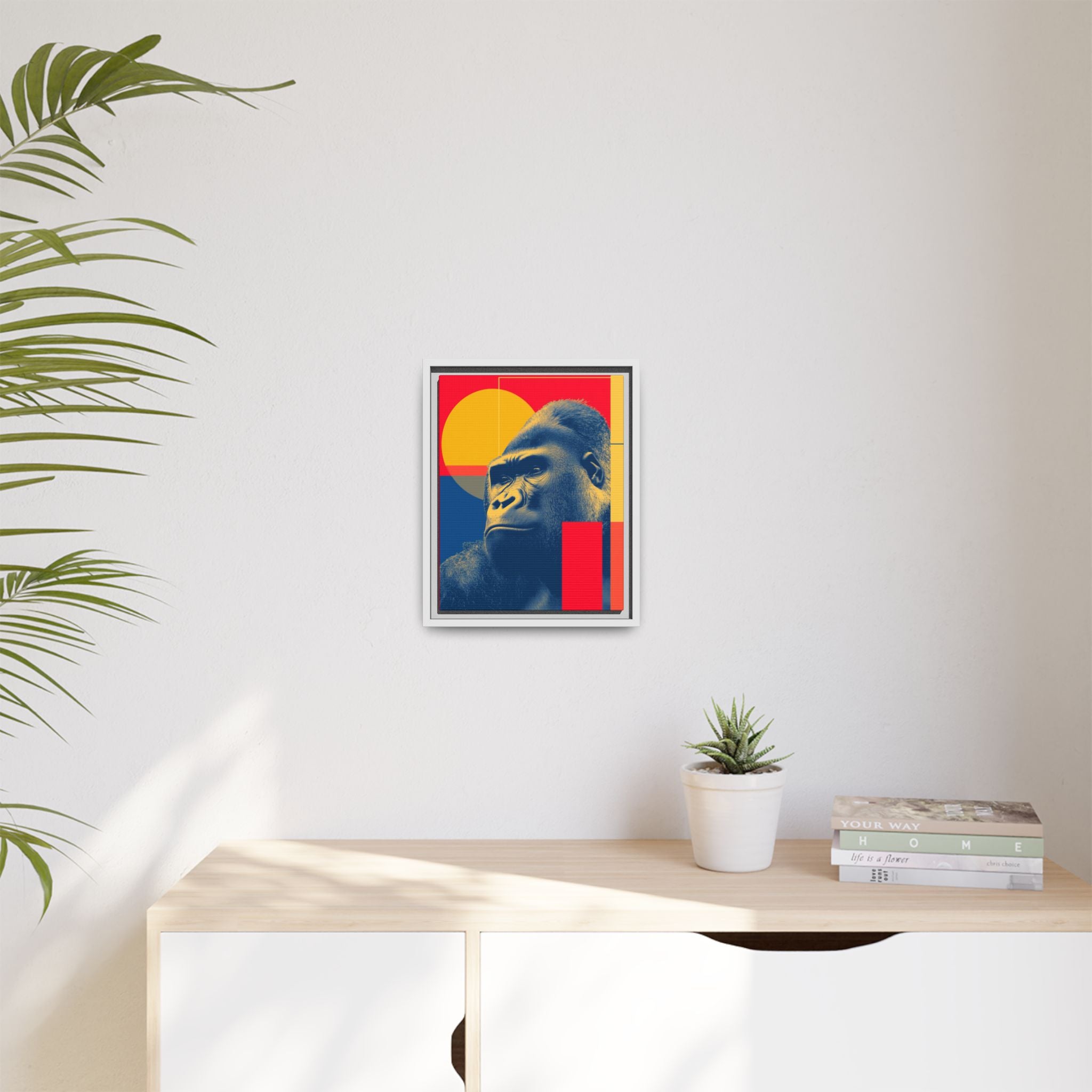 Primal Geometry: Gorilla Portrait in Blue and Yellow, Pop Art Graphic Design   |  Personalized & Custom Orders Available