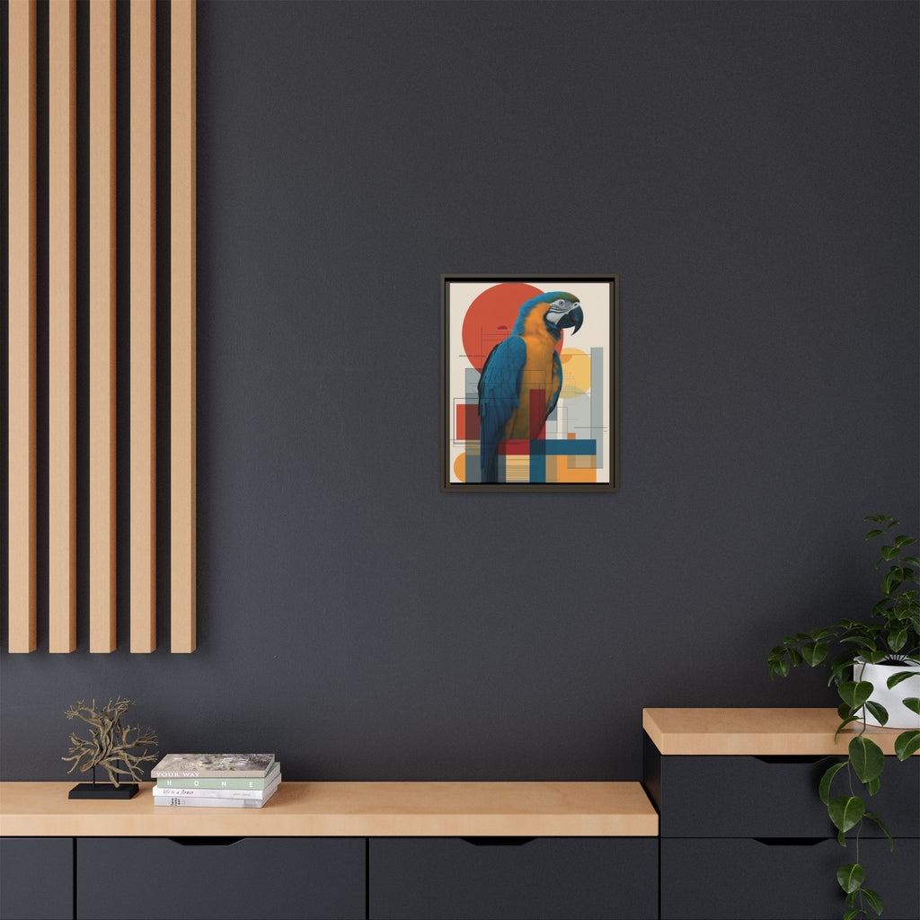 Vibrant Macaw Geometric Framed Print: Avian Realism, Modern Abstract Composition   |  Personalized & Custom Orders Available