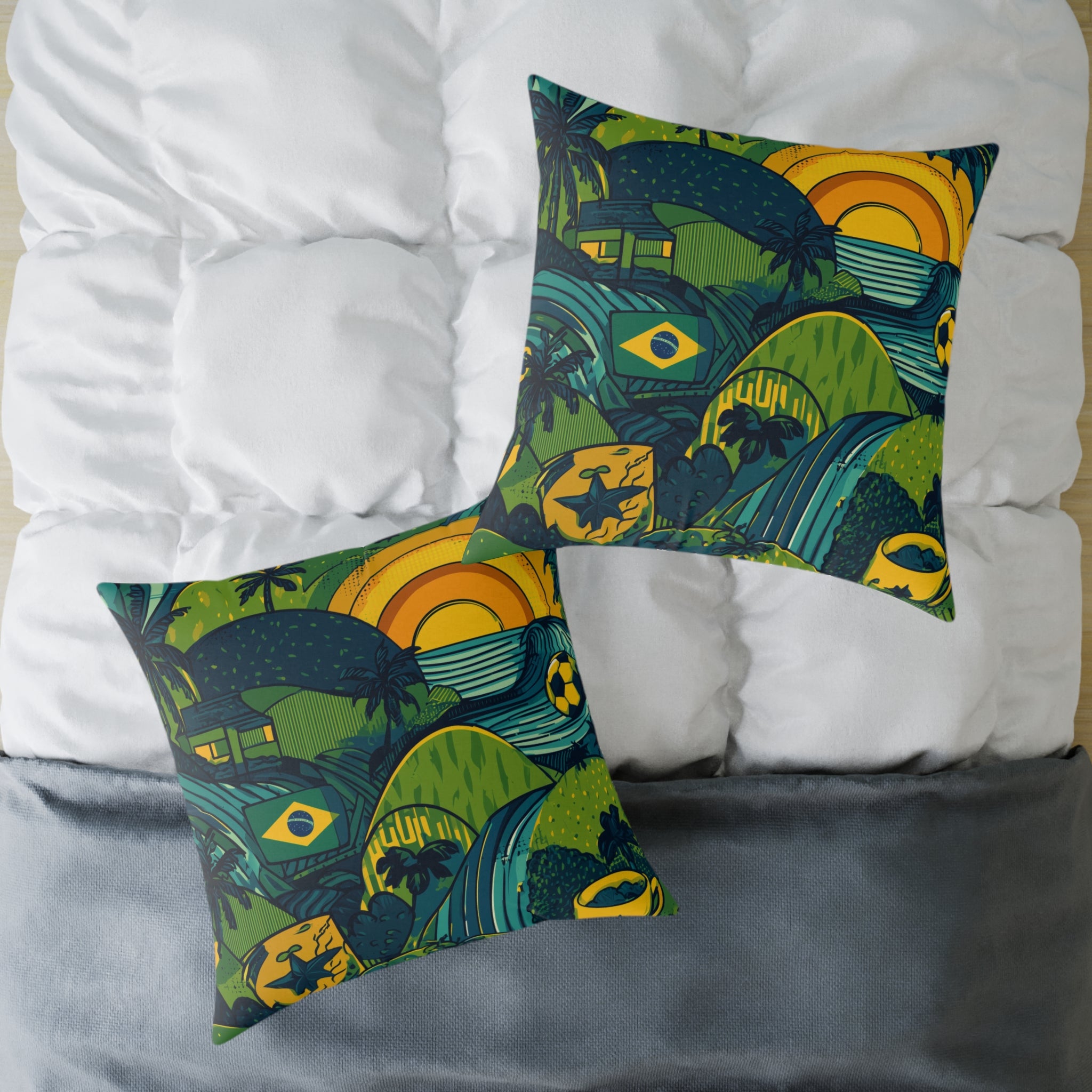 Vibrant Brazil-Themed Square Poly Canvas Pillow, Boho Decorative Cushion, Living Room Accent, Gift for Nature Lovers, Eco-Friendly [...]