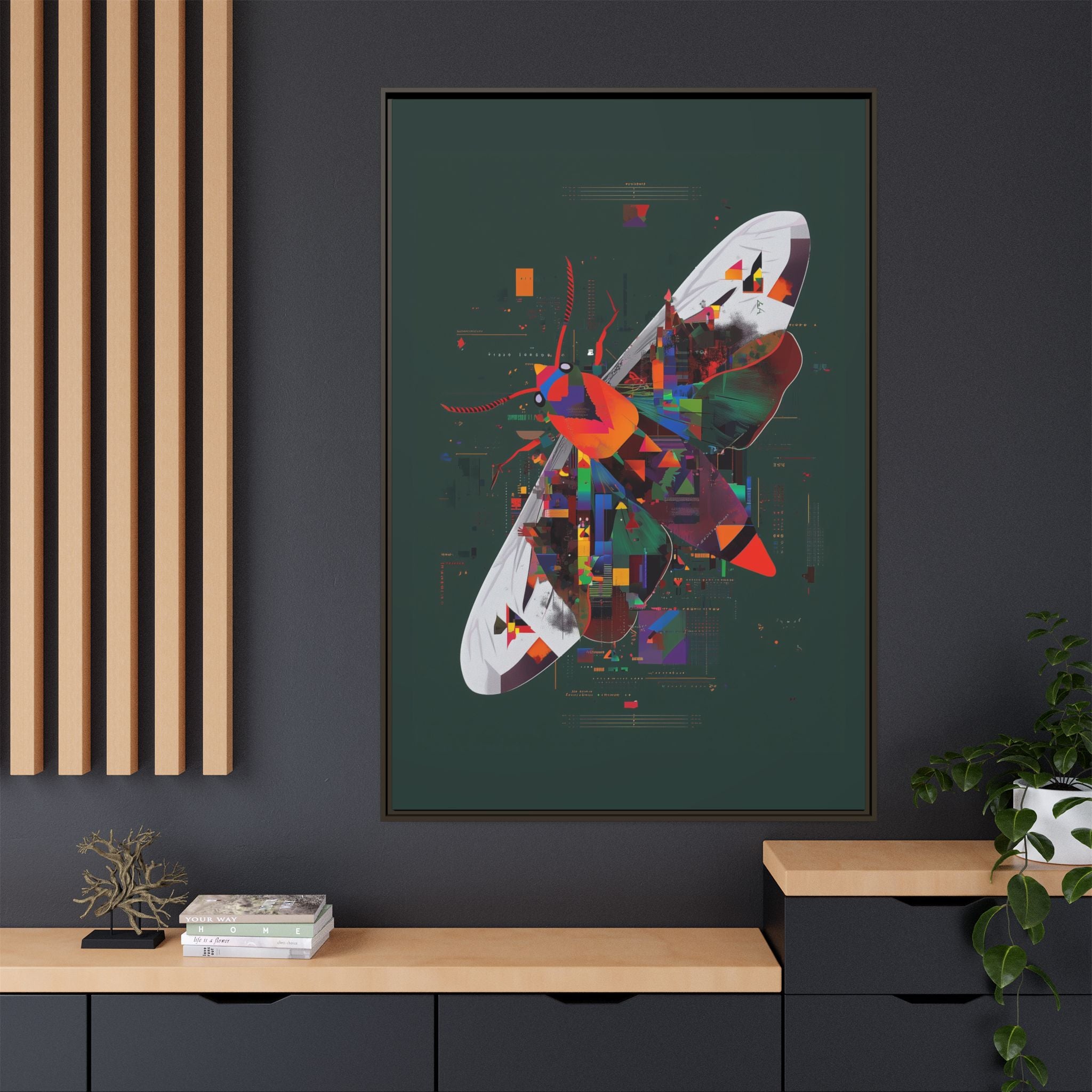 Digital Metamorphosis Framed Print : Geometric Butterfly Synthesis, Technological Nature Rendering   |   Custom Orders Available