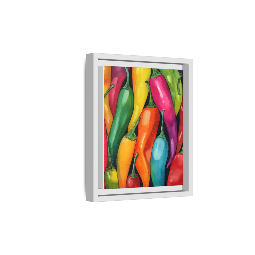 Colorful Chili Pepper Framed Canvas Print — Vibrant Kitchen Wall Art