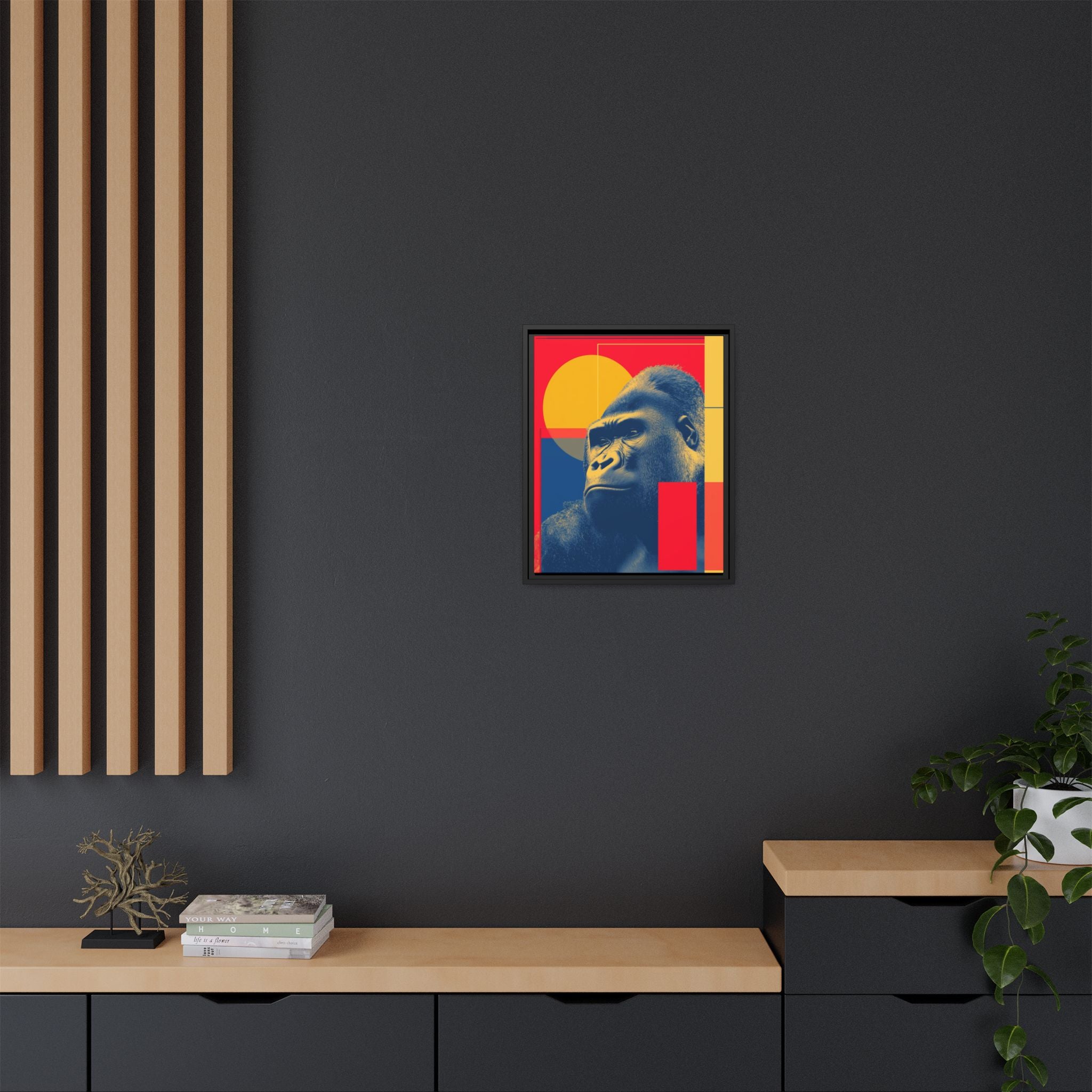 Primal Geometry: Gorilla Portrait in Blue and Yellow, Pop Art Graphic Design   |  Personalized & Custom Orders Available