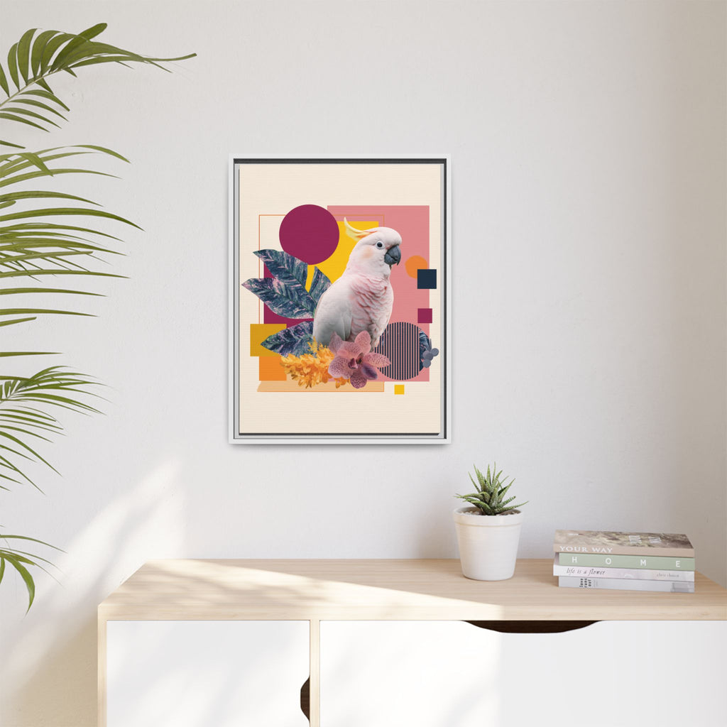 Cockatoo Geometric Framed Print : Tropical Digital Collage, Modern Abstract Design   |  Personalized & Custom Orders Available