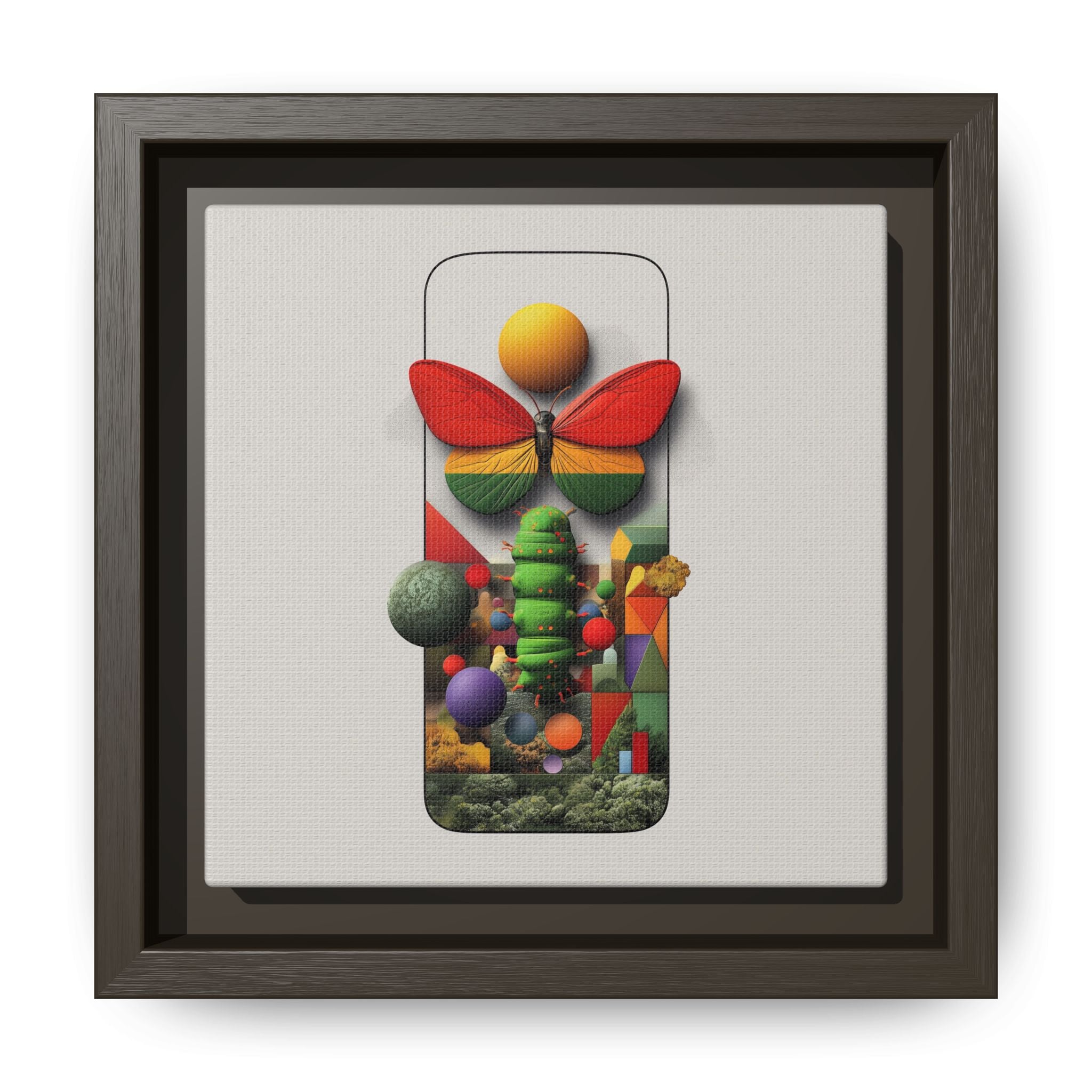 Metamorphosis Framed Print : Geometric Nature Transformation, Vibrant Butterfly Composition   |  Personalized & Custom Orders Available