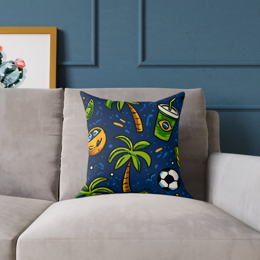 Brazil-Themed Square Poly Canvas Pillow, Boho Decorative Cushion, Living Room Accent, Gift for Nature Lovers, Eco-Friendly [...]