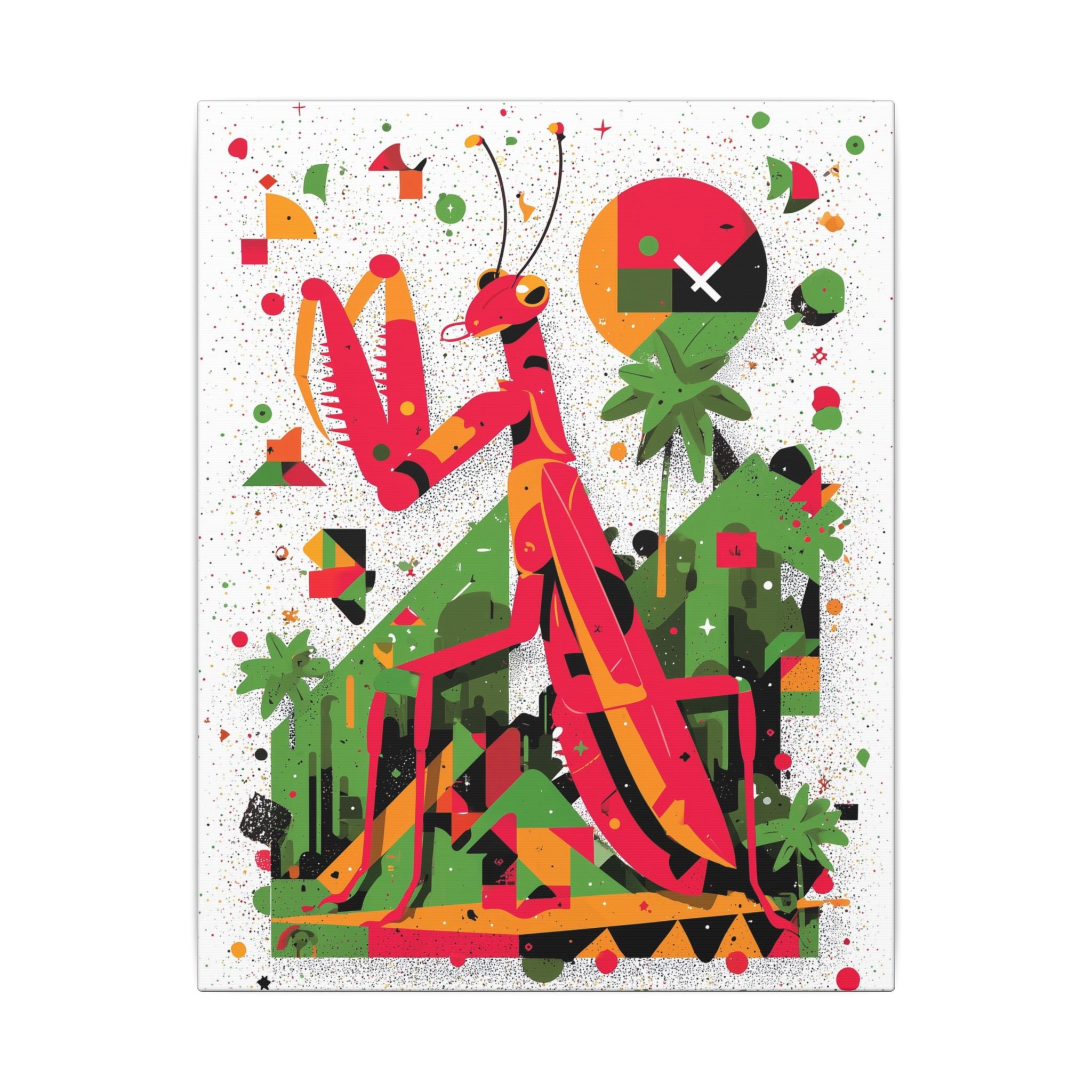 Geometric Praying Mantis: Cubist Insect Landscape, Digital Abstract Composition   |    Custom Orders Available