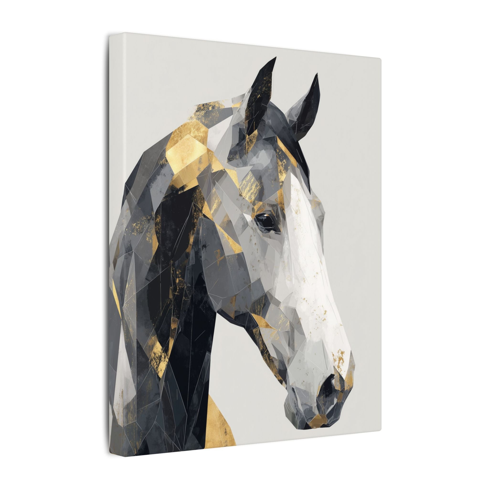 Fractal Equine: Geometric Horse Portrait, Digital Mosaic Artwork, Metallic Angular Design   |  Personalized & Custom Orders Available