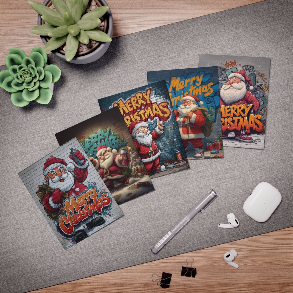 Santa Street Art Christmas Cards (5-Pack)