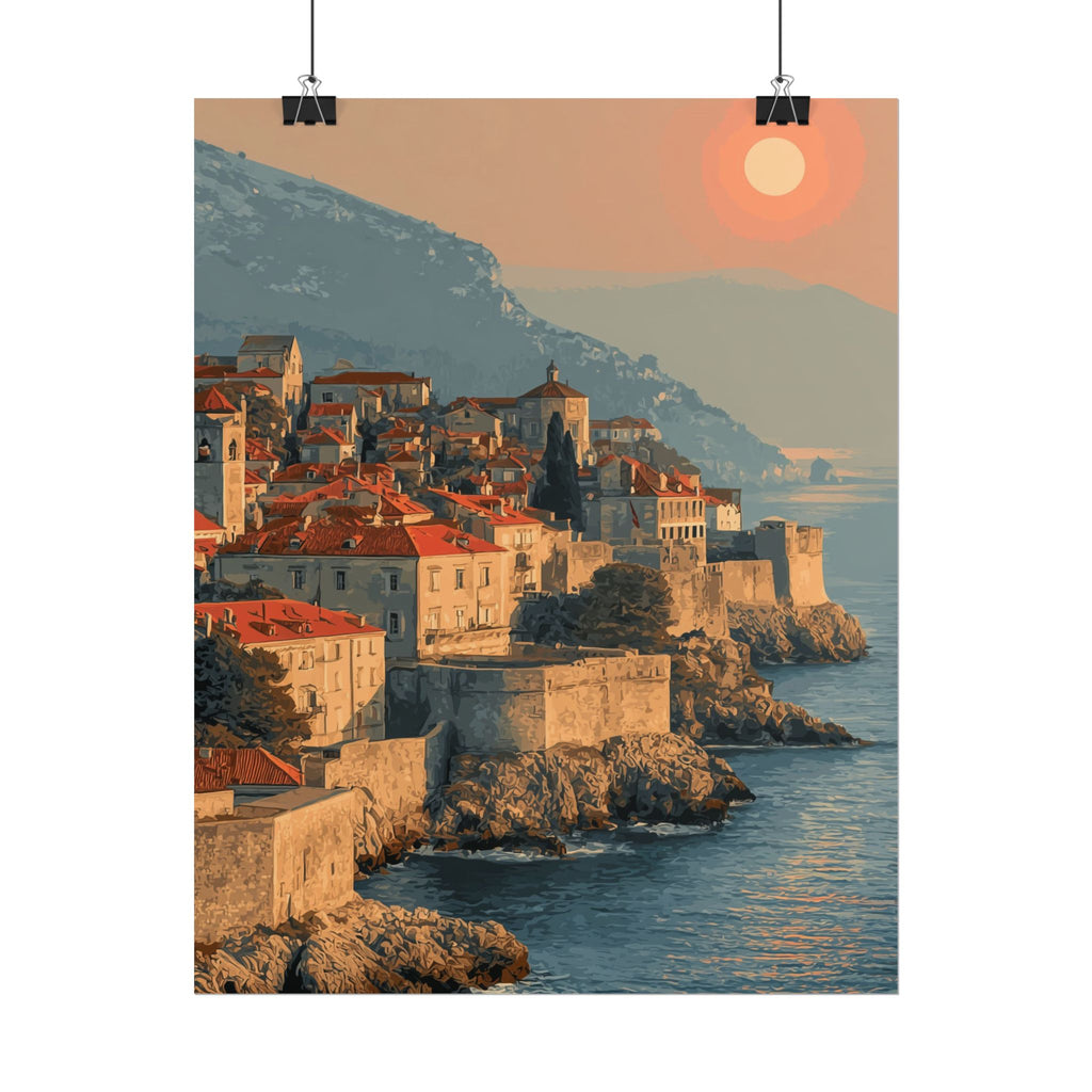 Dubrovnik's Golden Hour: Medieval Coastal Cityscape, Adriatic Sunset Panorama   |    Custom Orders Available