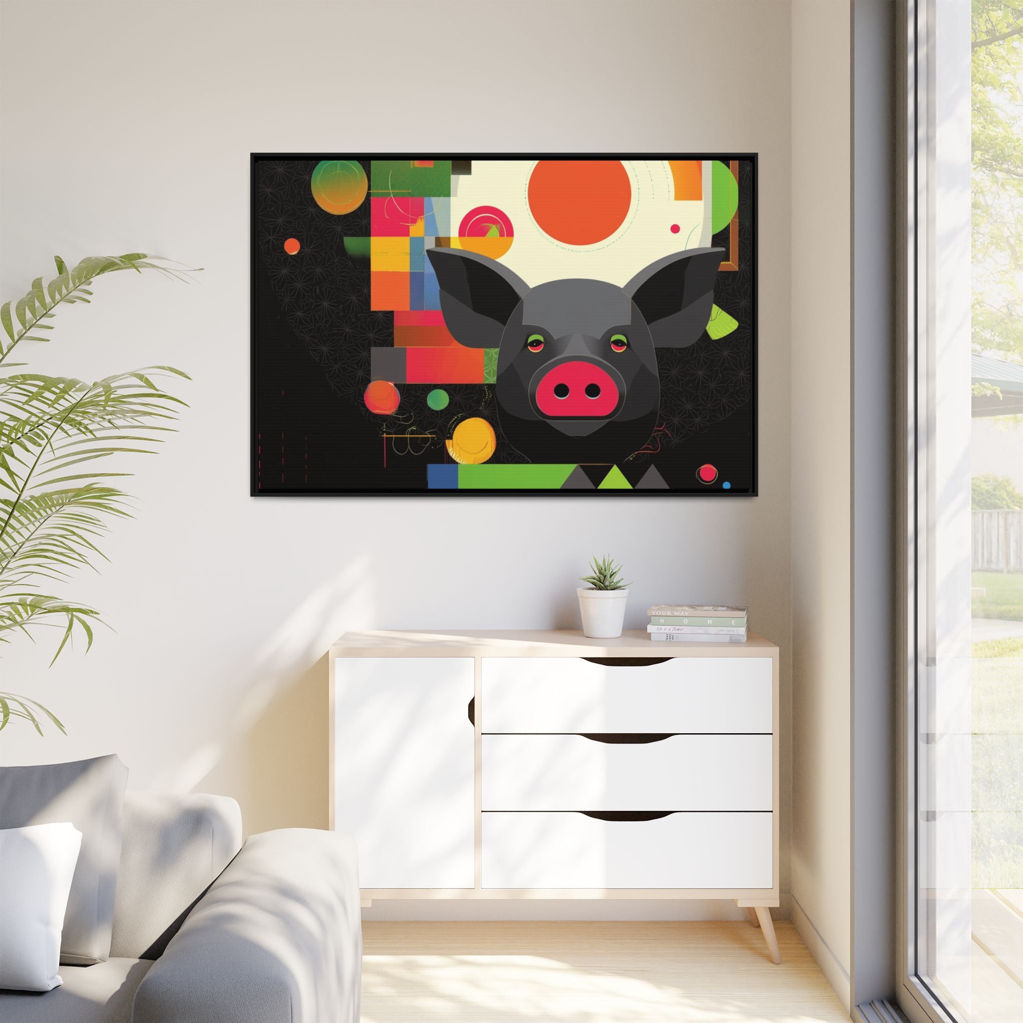Prismatic Pig: Geometric Abstract Design, Digital Graphic Art Illustration   |    Custom Orders Available