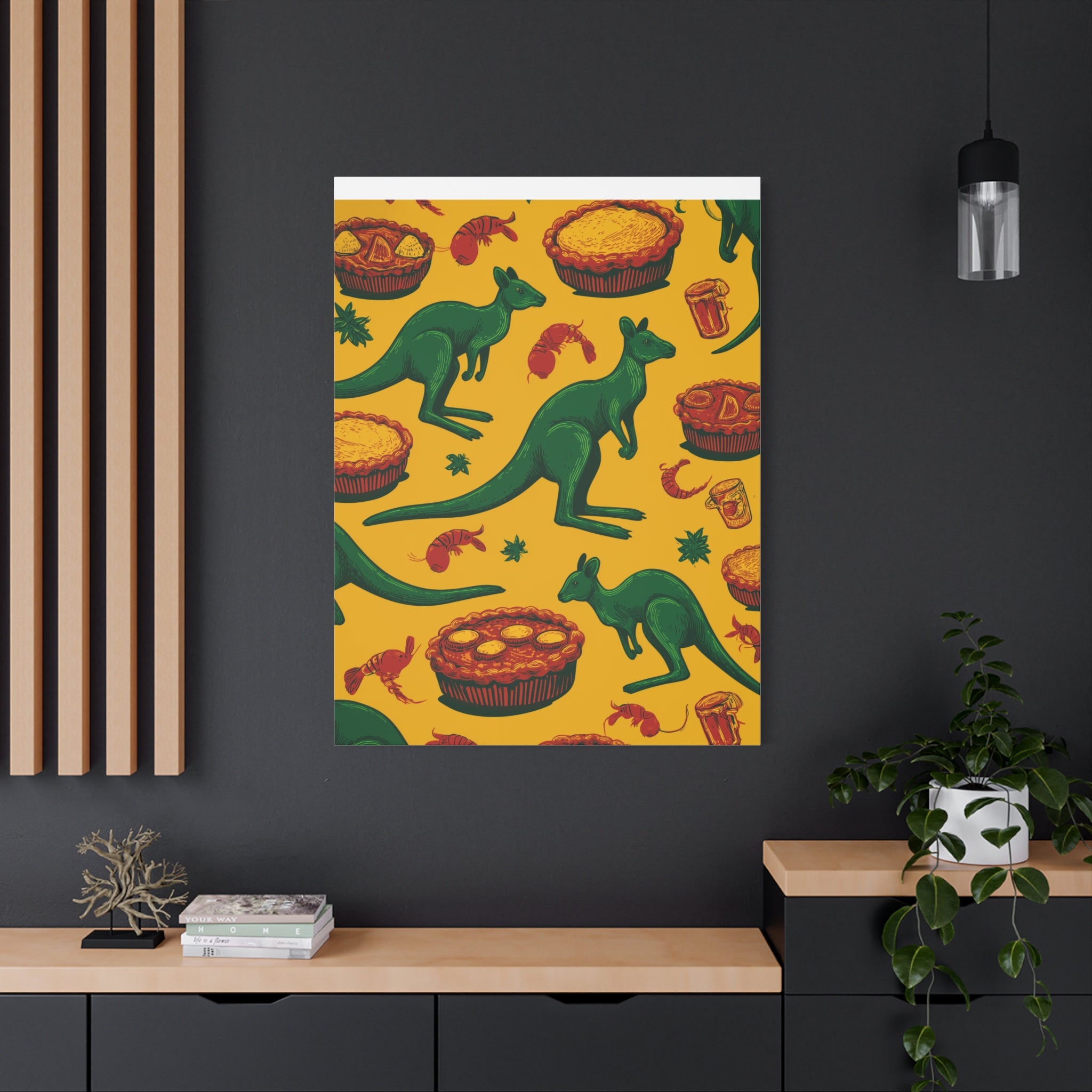 Kangaroo Canvas Wall Art, Vibrant Animal Decor, Unique Gift for Nature Lovers, Fun Kitchen Wall Hanging, Australian Themed Art