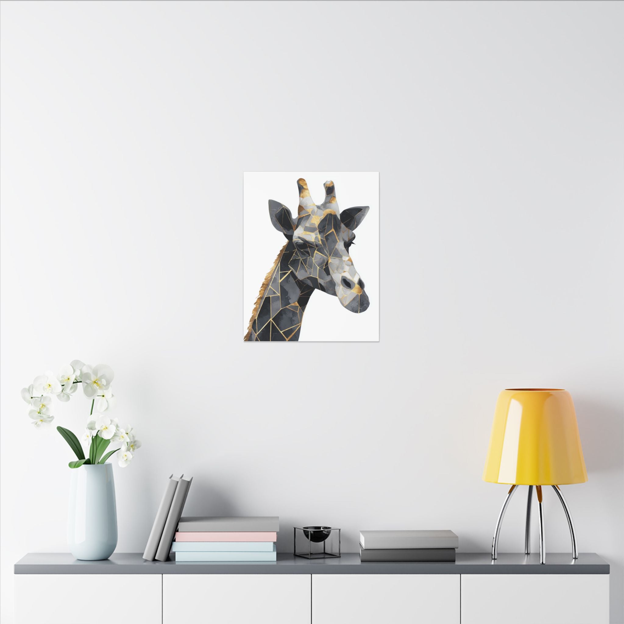 Fractured Majesty: Geometric Giraffe Portrait, Metallic Mosaic Art, Modern Animal Abstract Design   |  Personalized & Custom Orders