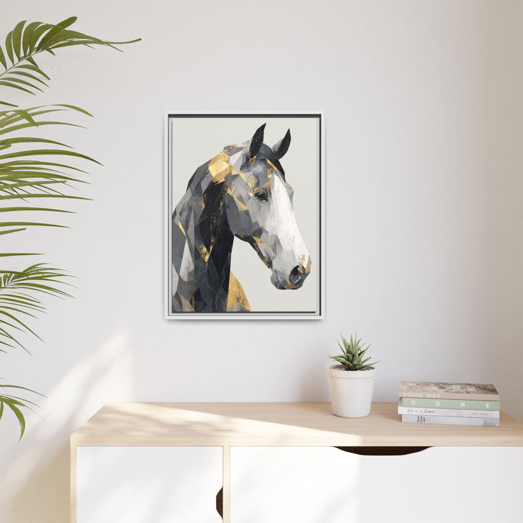 Geometric Stallion: Cubist Equine Art, Modern Metallic Polygonal Design   |  Personalized & Custom Orders Available