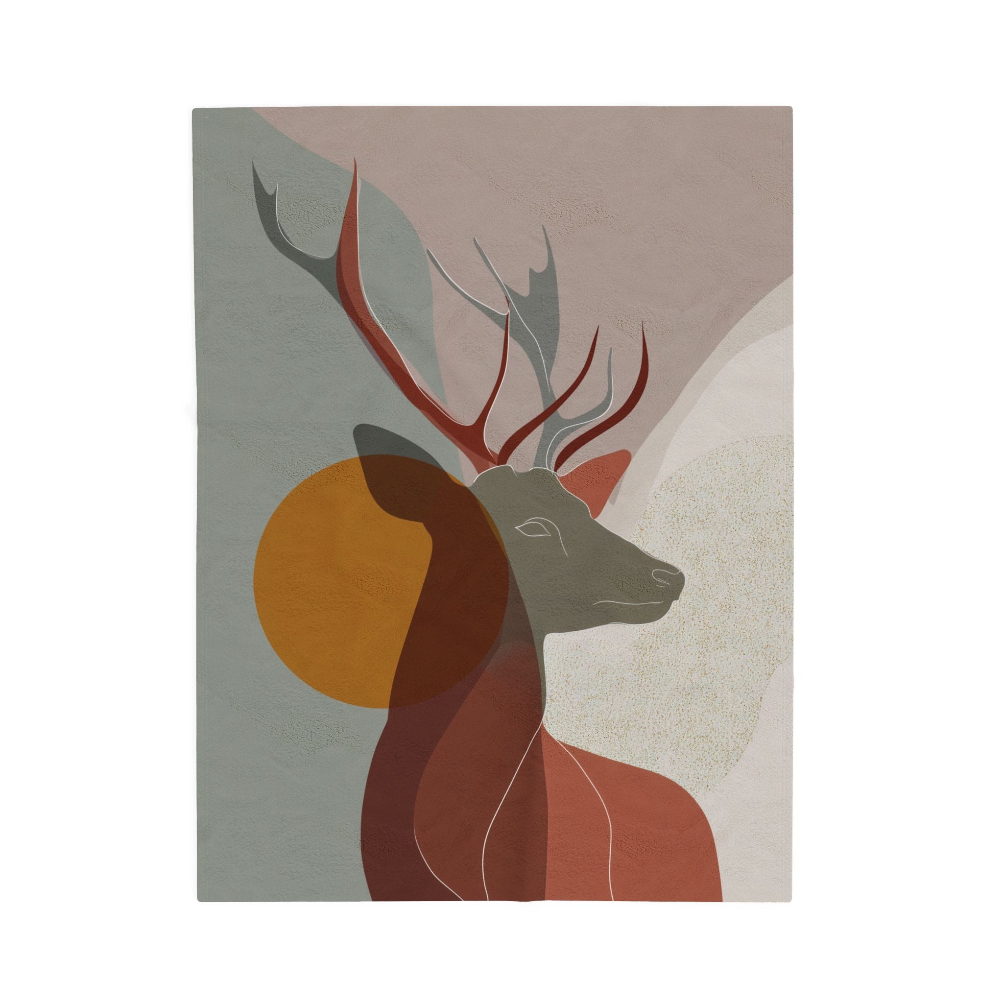 Velveteen Plush Blanket - Geometric Earthen Toned Deer Blanket, Modern Decor, Soft Throw, Cozy Bedding, Home Accent, Gift Idea